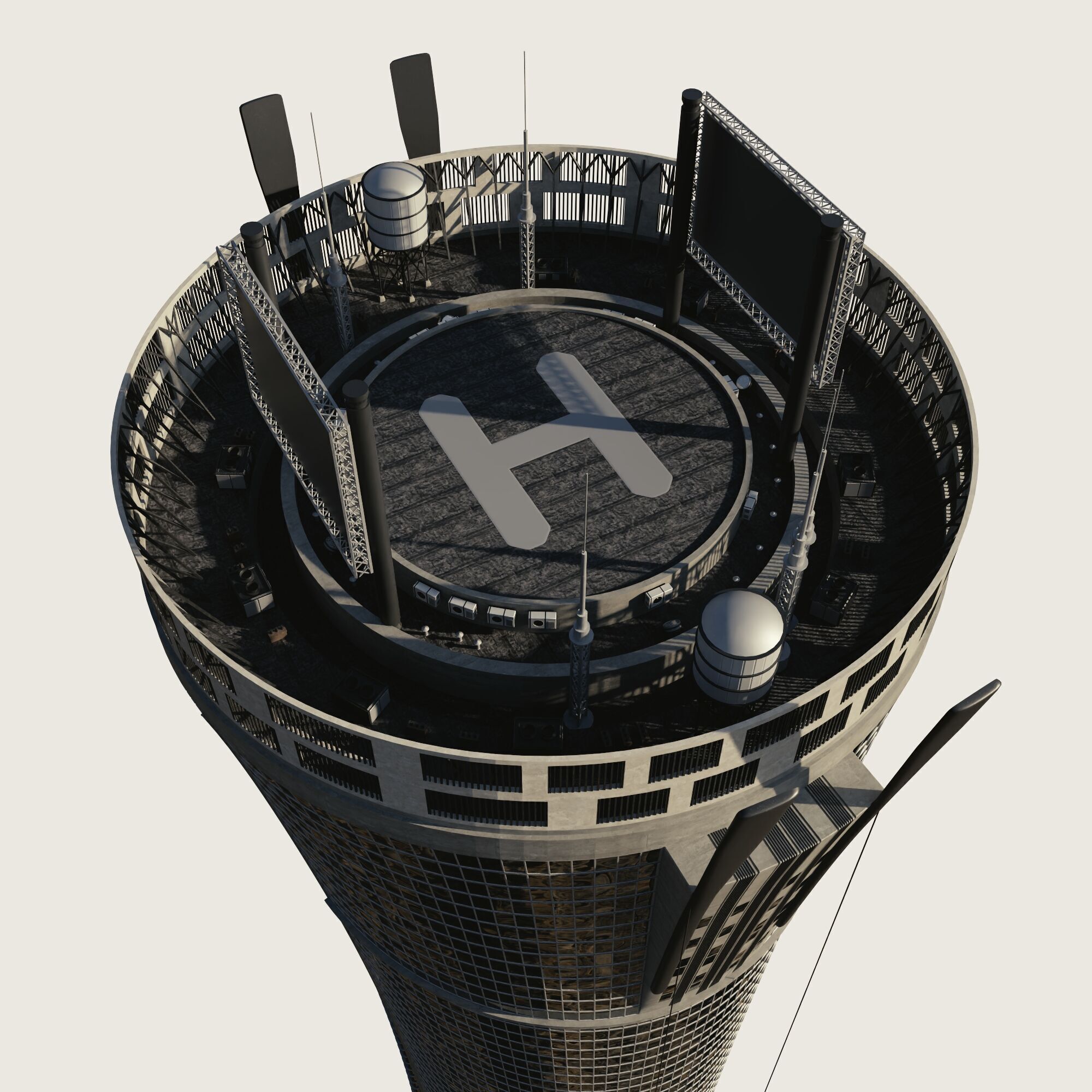 Building Skyscraper City Town Downtown Street Futuristic Utopia Low-poly 3D model_4