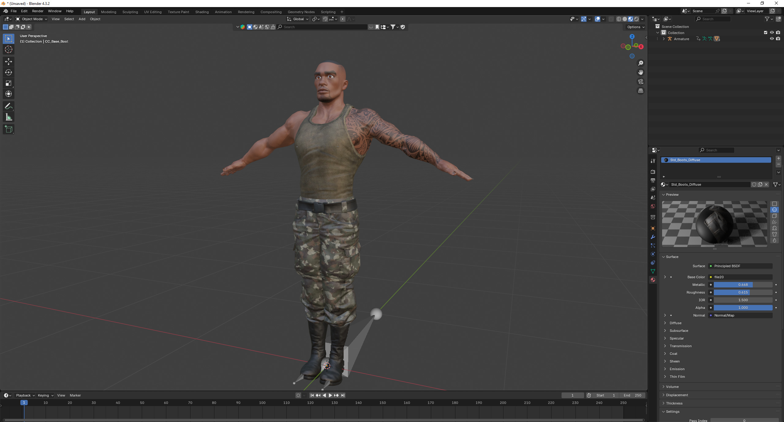 Muscular Soldier Man Cartoon Character Rigged Low-poly 3D model_26