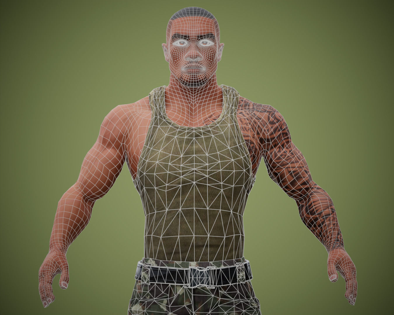 Muscular Soldier Man Cartoon Character Rigged Low-poly 3D model_9