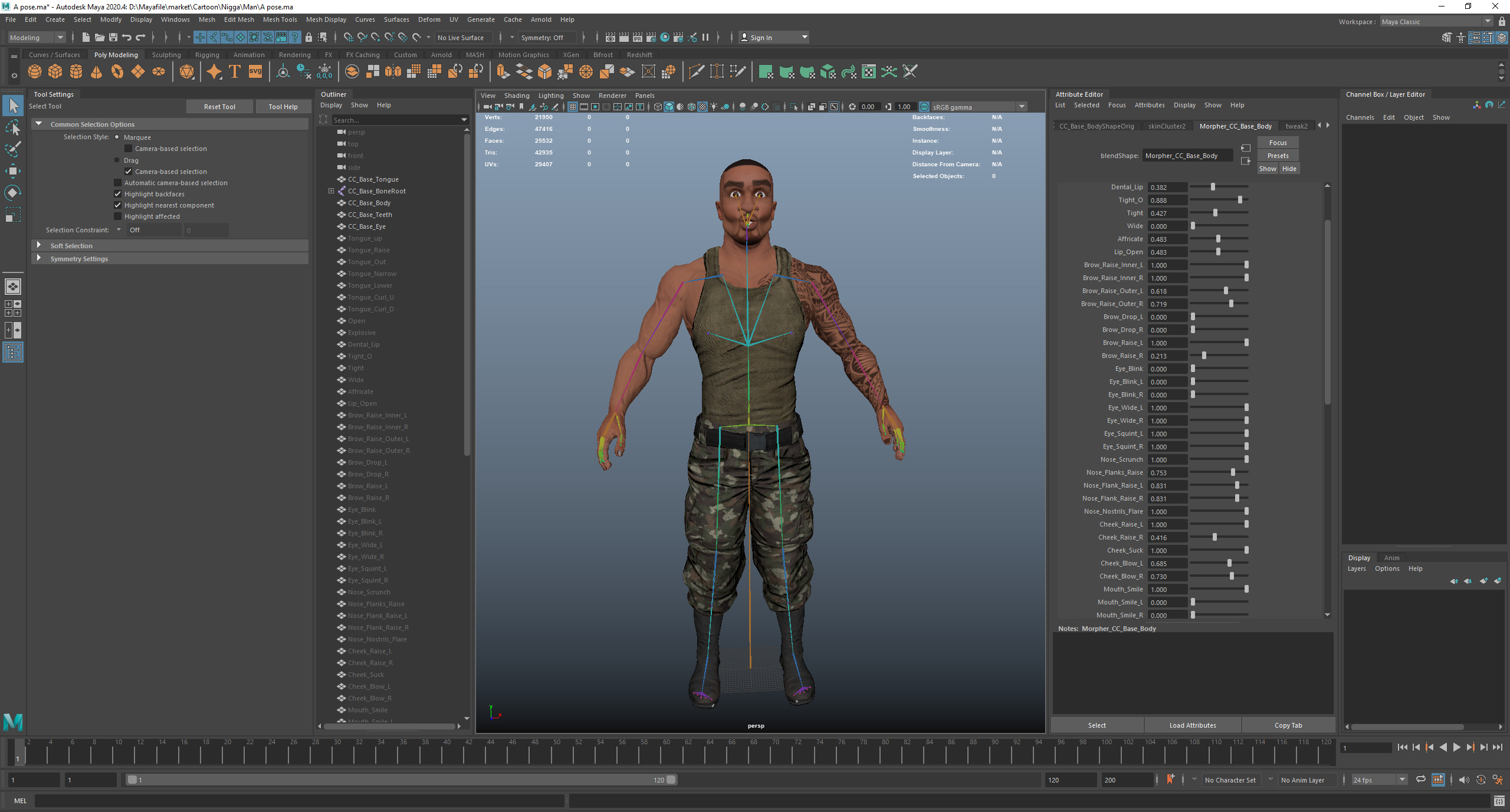 Muscular Soldier Man Cartoon Character Rigged Low-poly 3D model_27
