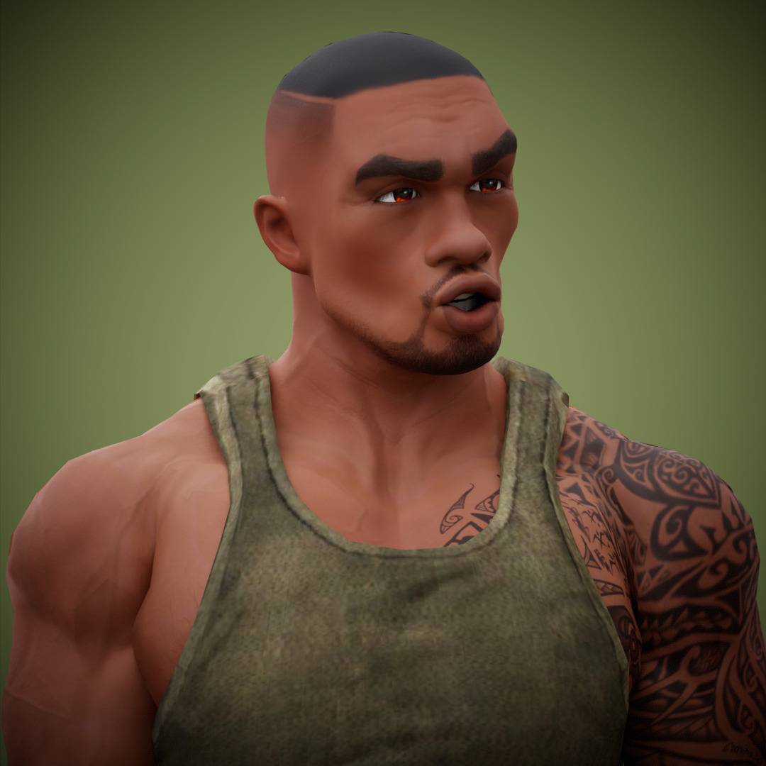 Muscular Soldier Man Cartoon Character Rigged Low-poly 3D model_18
