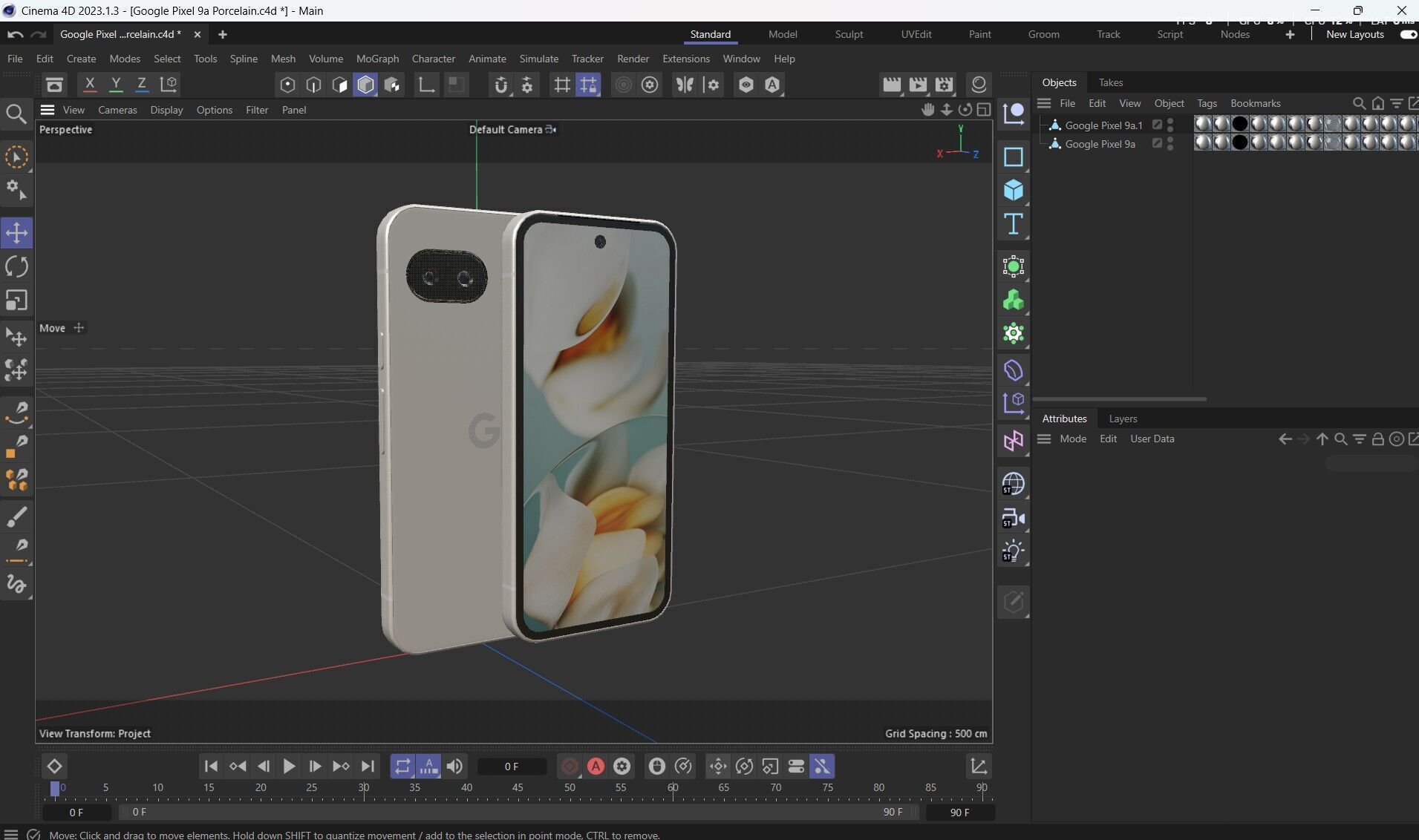 Google Pixel 9a  Low-poly 3D model_26