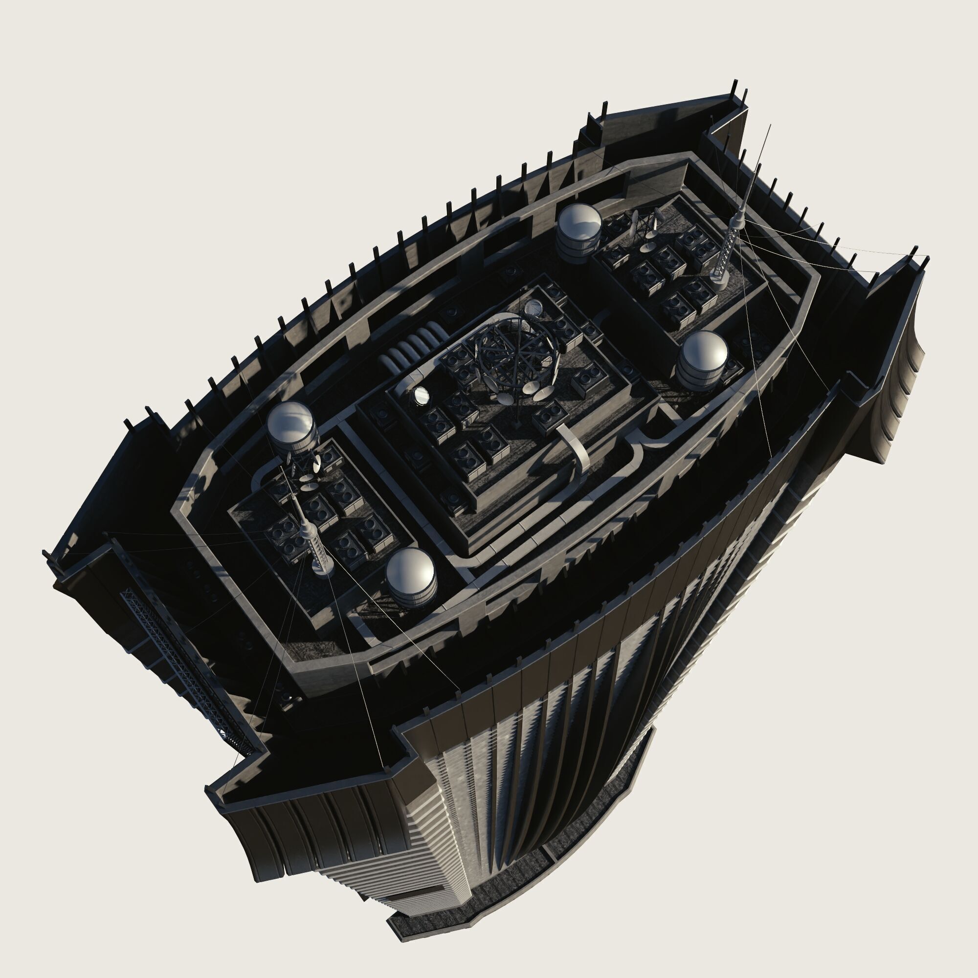 Building Skyscraper City Town Downtown Street Futuristic Utopia Low-poly 3D model_4