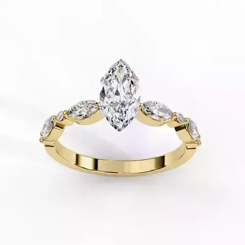 Printable 3D jewelry model of Solitaire Lady Ring with Diamond