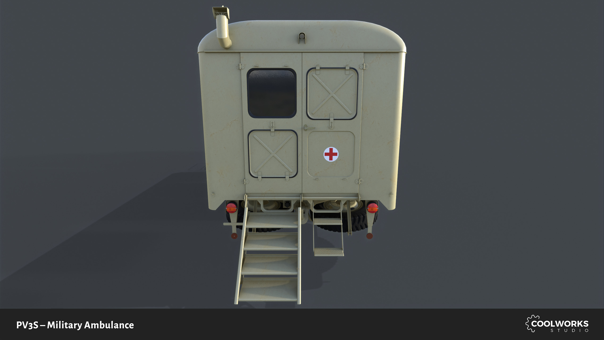 PV3S Truck Ambulance Set Low-poly 3D model_40