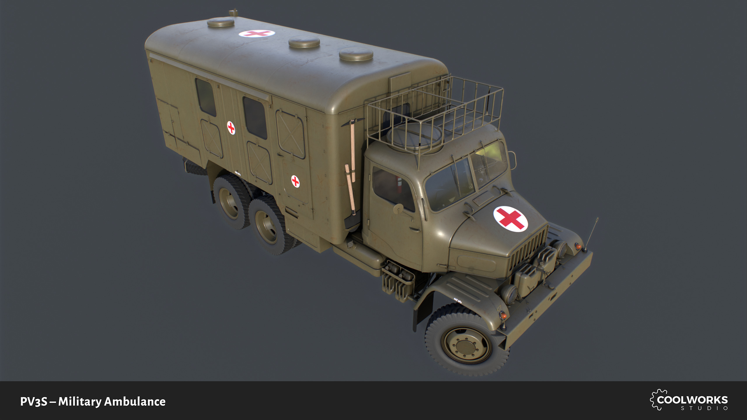 PV3S Truck Ambulance Set Low-poly 3D model_9