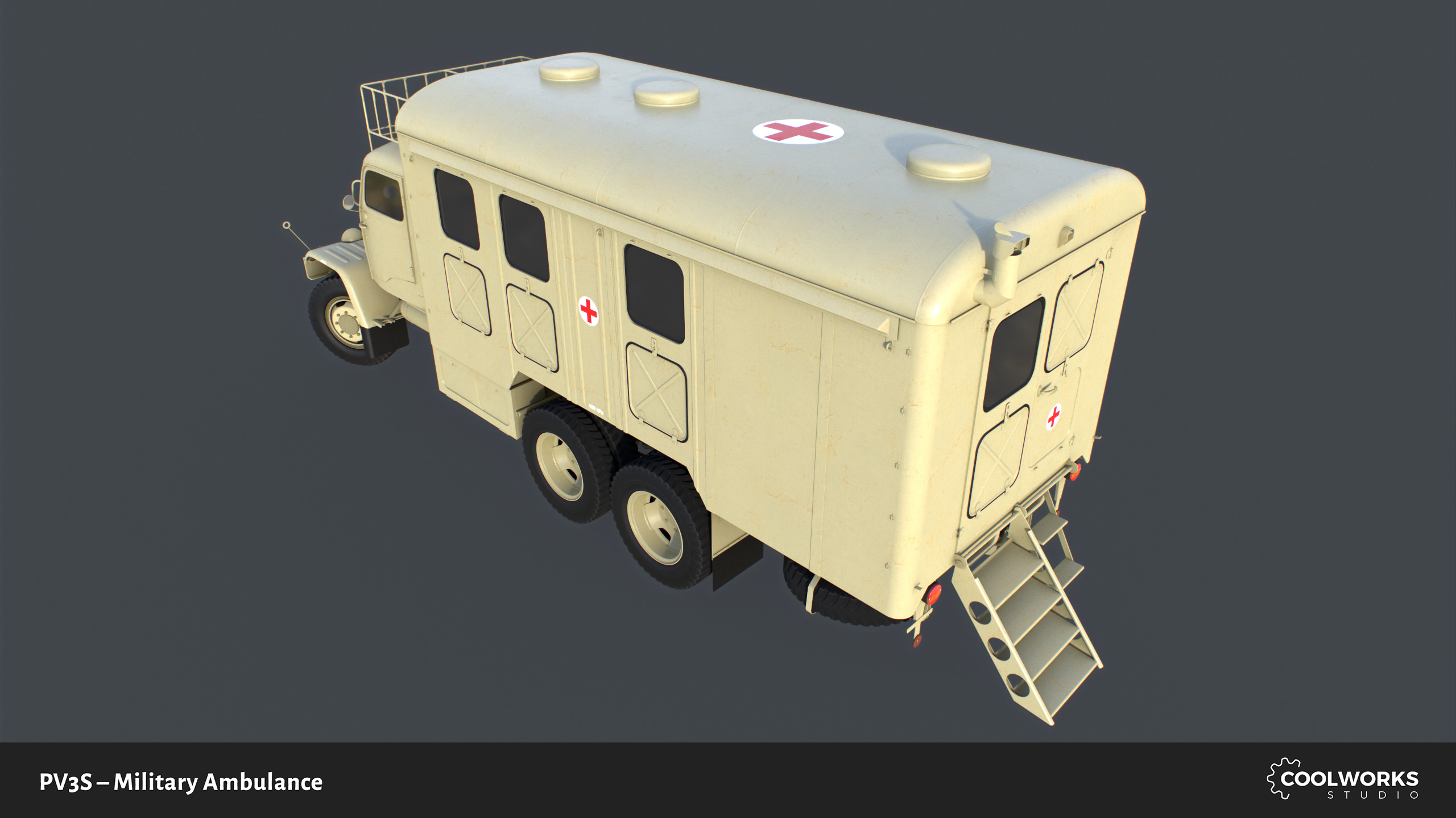 PV3S Truck Ambulance Set Low-poly 3D model_41