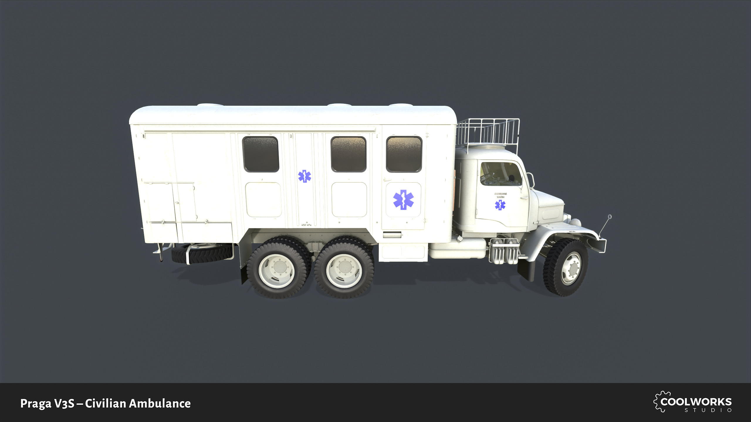 PV3S Truck Ambulance Set Low-poly 3D model_74