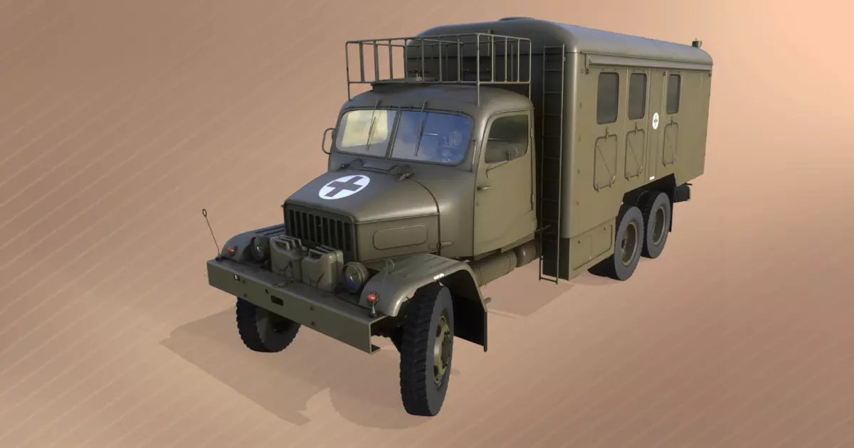PV3S Truck Ambulance Set Low-poly 3D model_0