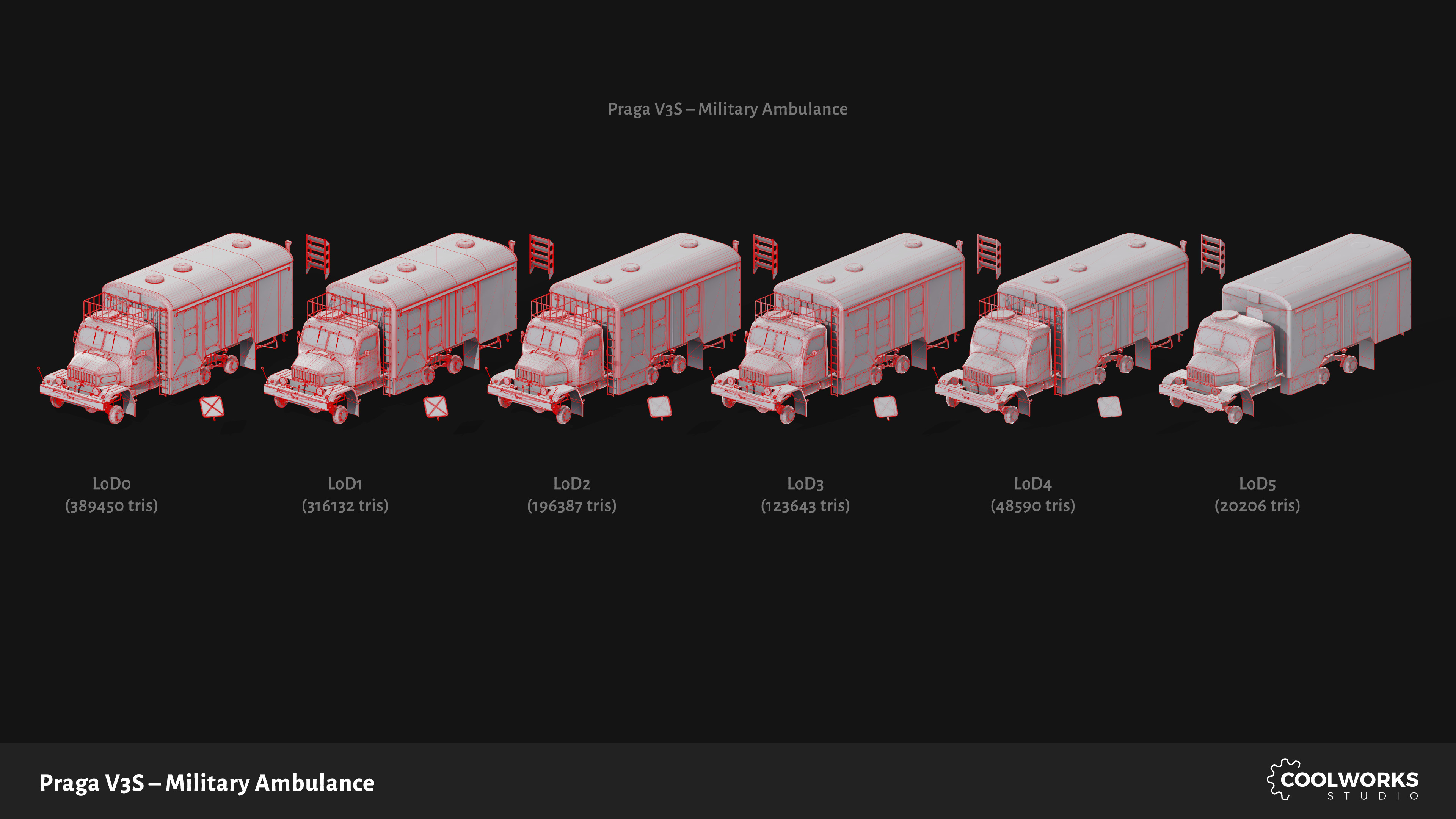 PV3S Truck Ambulance Set Low-poly 3D model_54