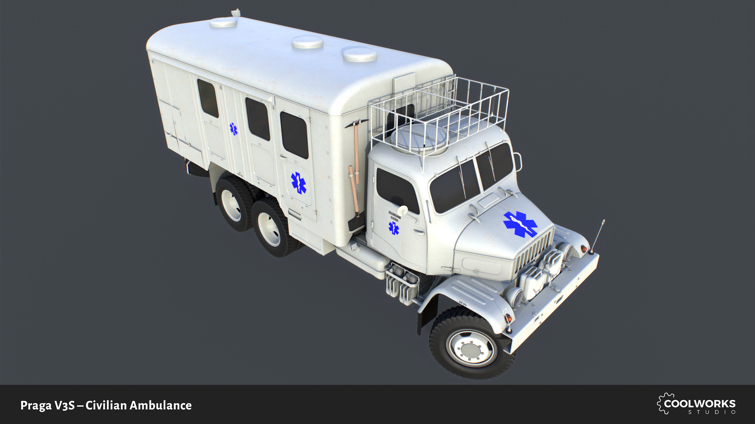 PV3S Truck Ambulance Set Low-poly 3D model_77