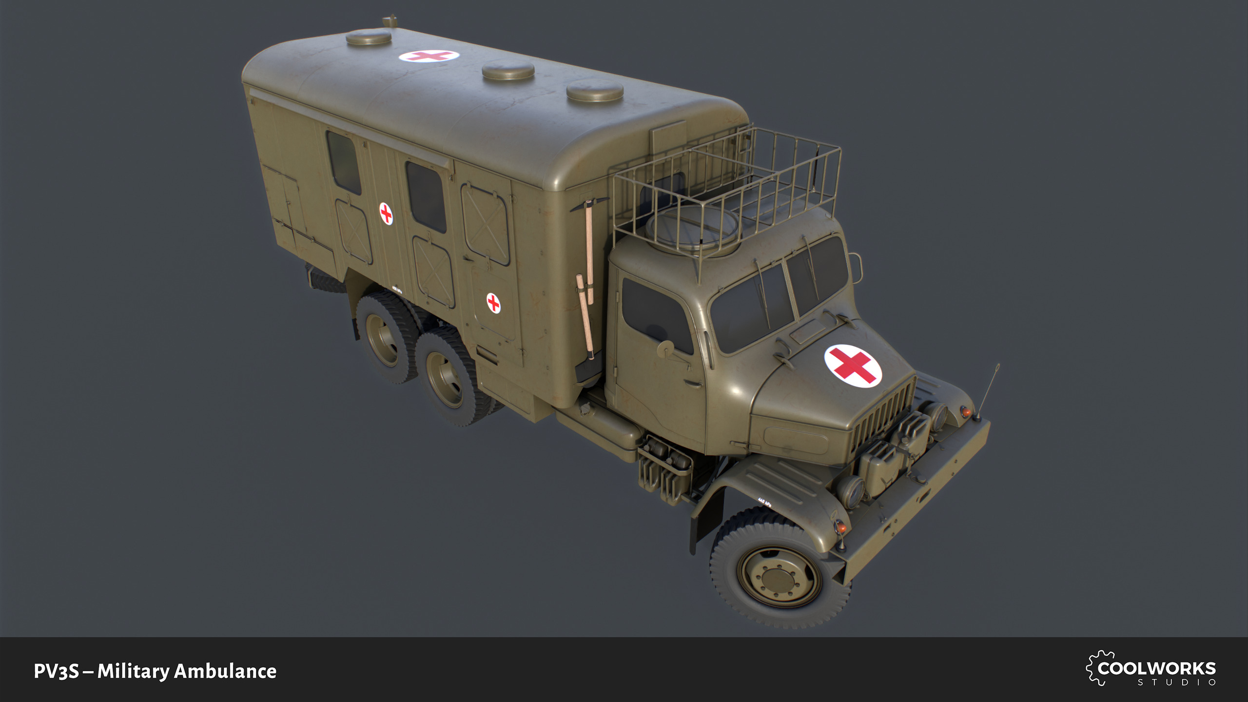 PV3S Truck Ambulance Set Low-poly 3D model_8