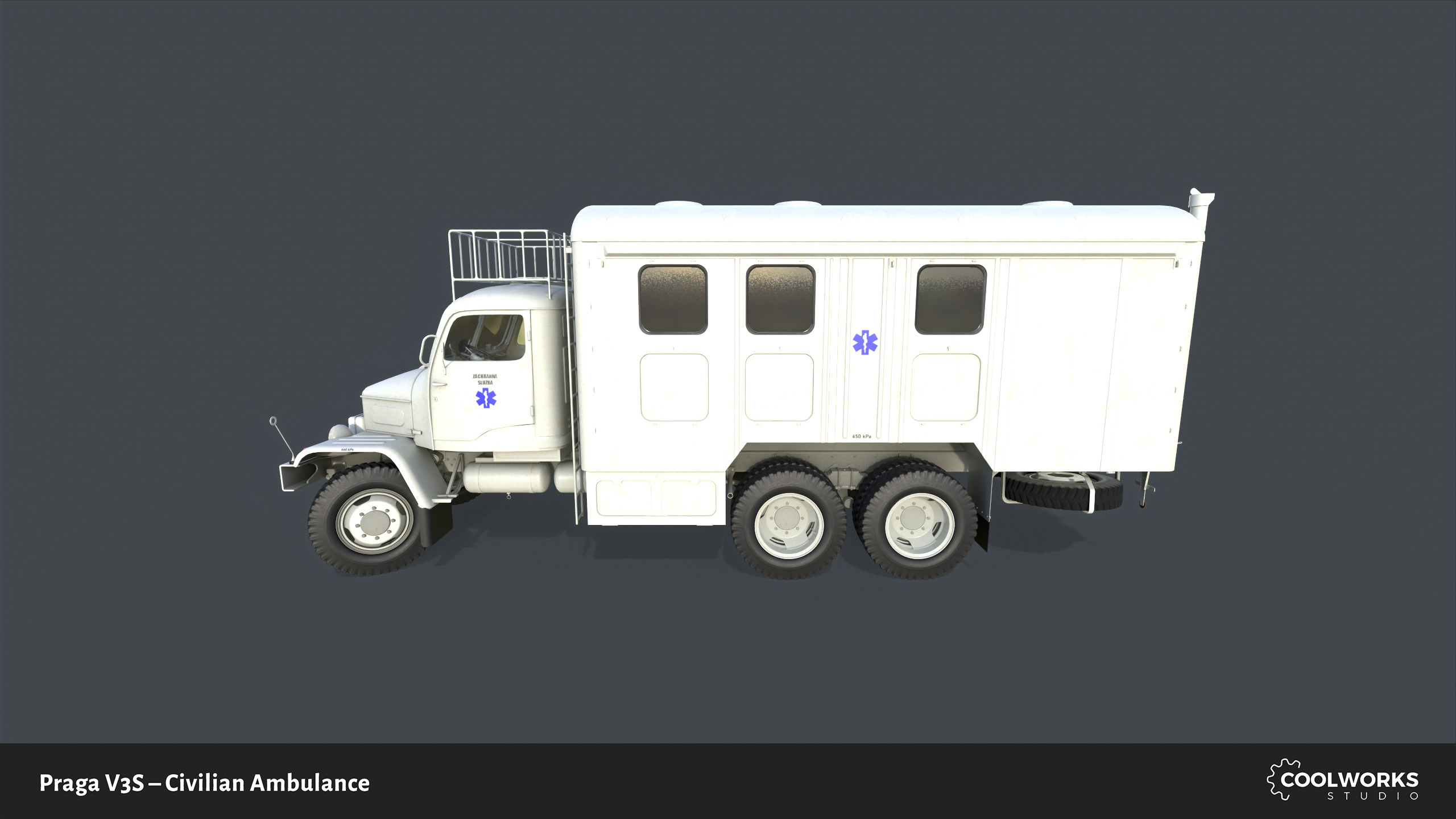 PV3S Truck Ambulance Set Low-poly 3D model_79
