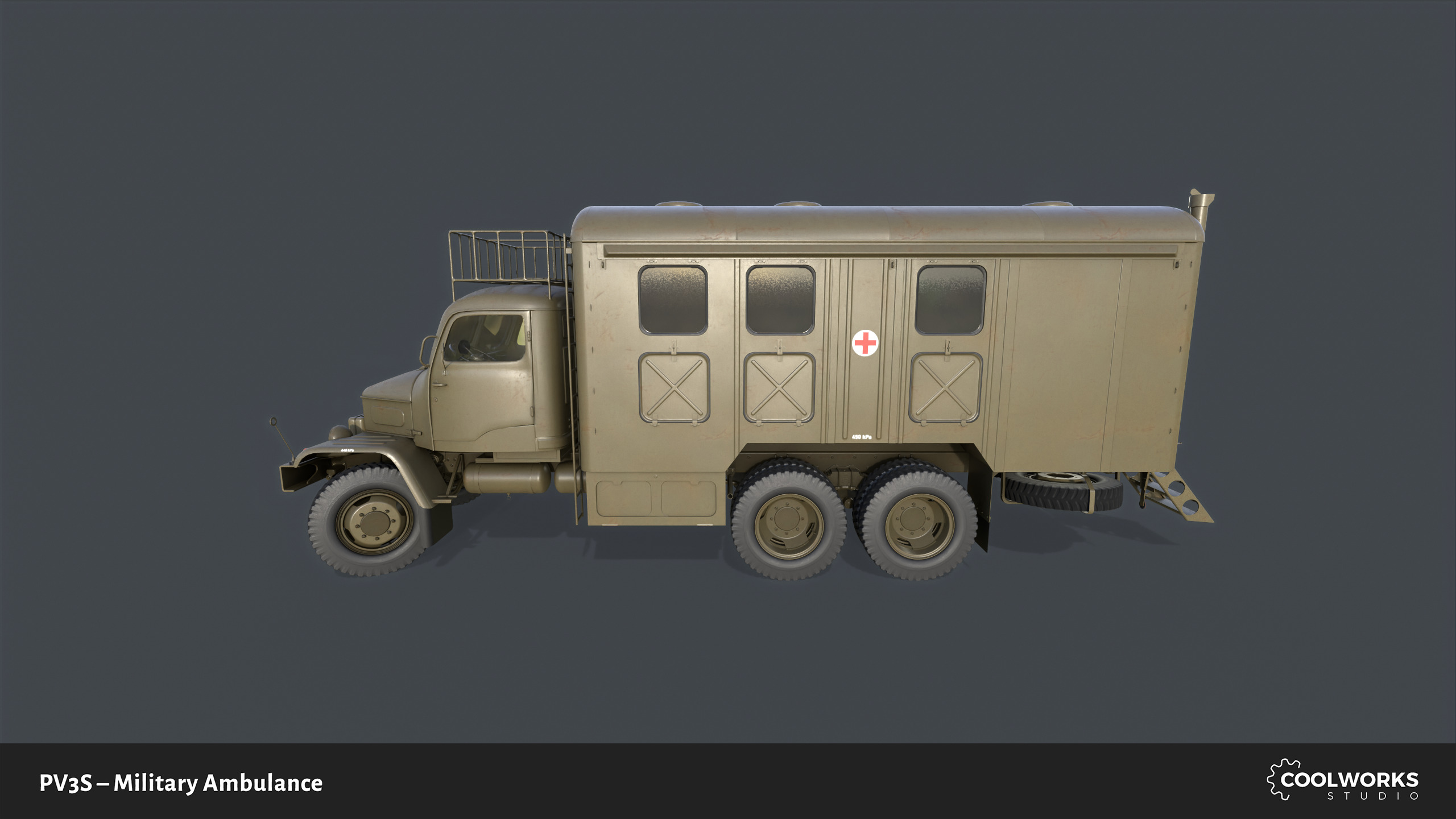 PV3S Truck Ambulance Set Low-poly 3D model_10
