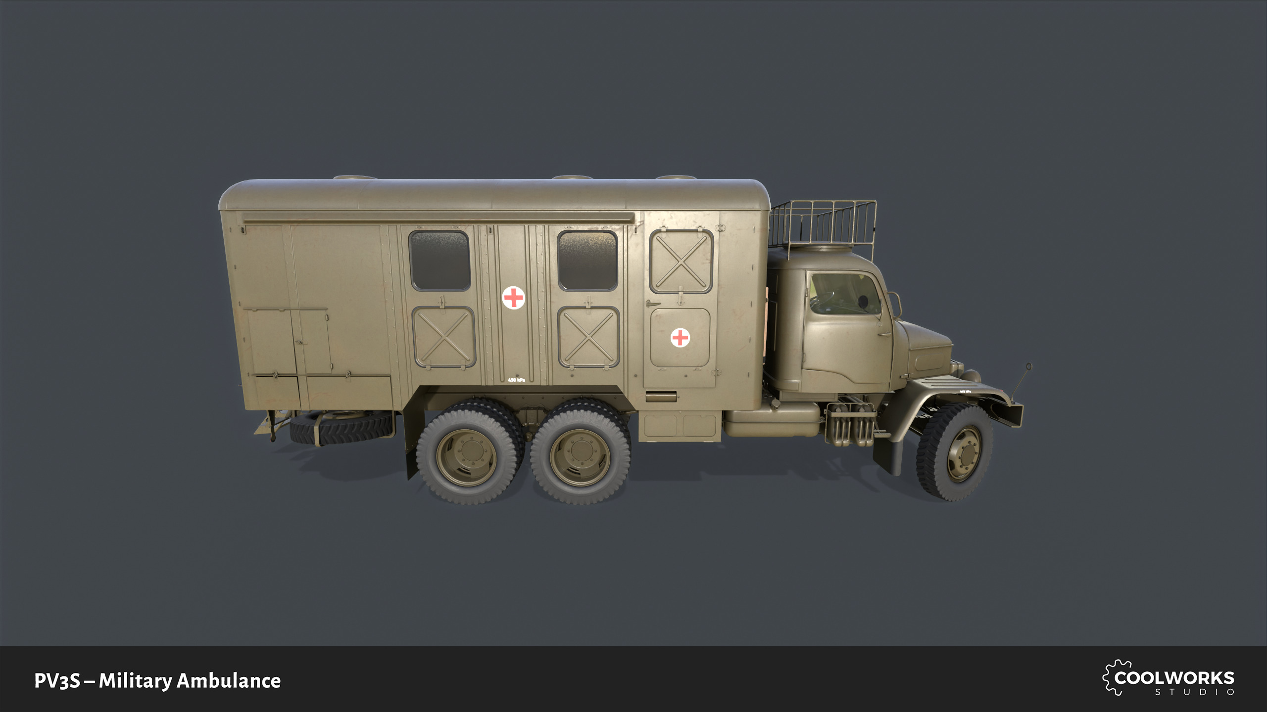 PV3S Truck Ambulance Set Low-poly 3D model_5