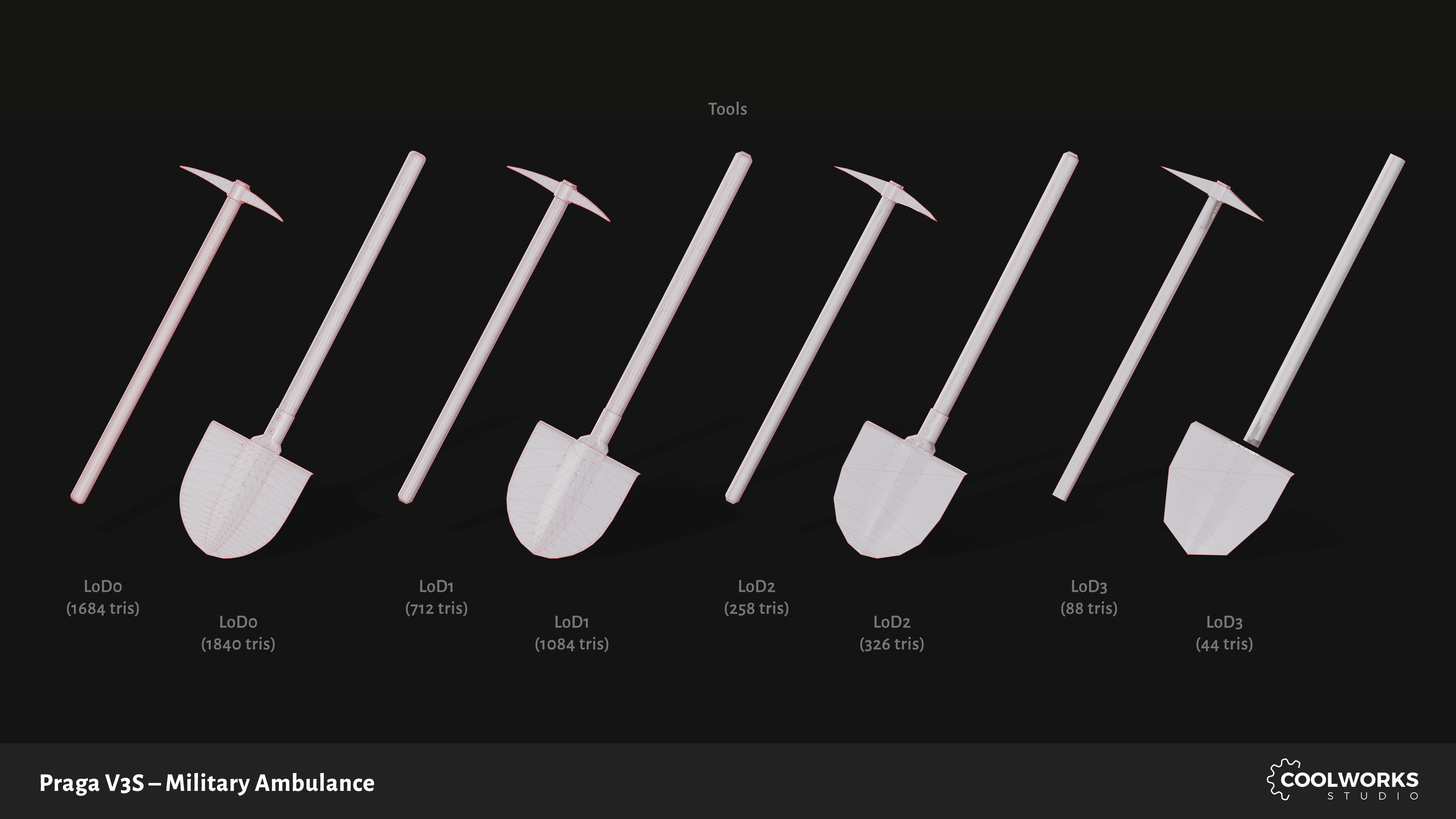 PV3S Truck Ambulance Set Low-poly 3D model_27