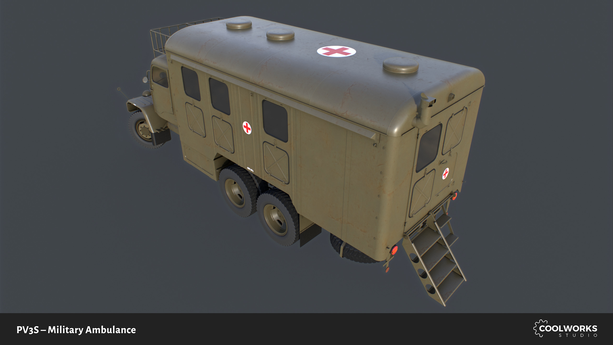 PV3S Truck Ambulance Set Low-poly 3D model_7