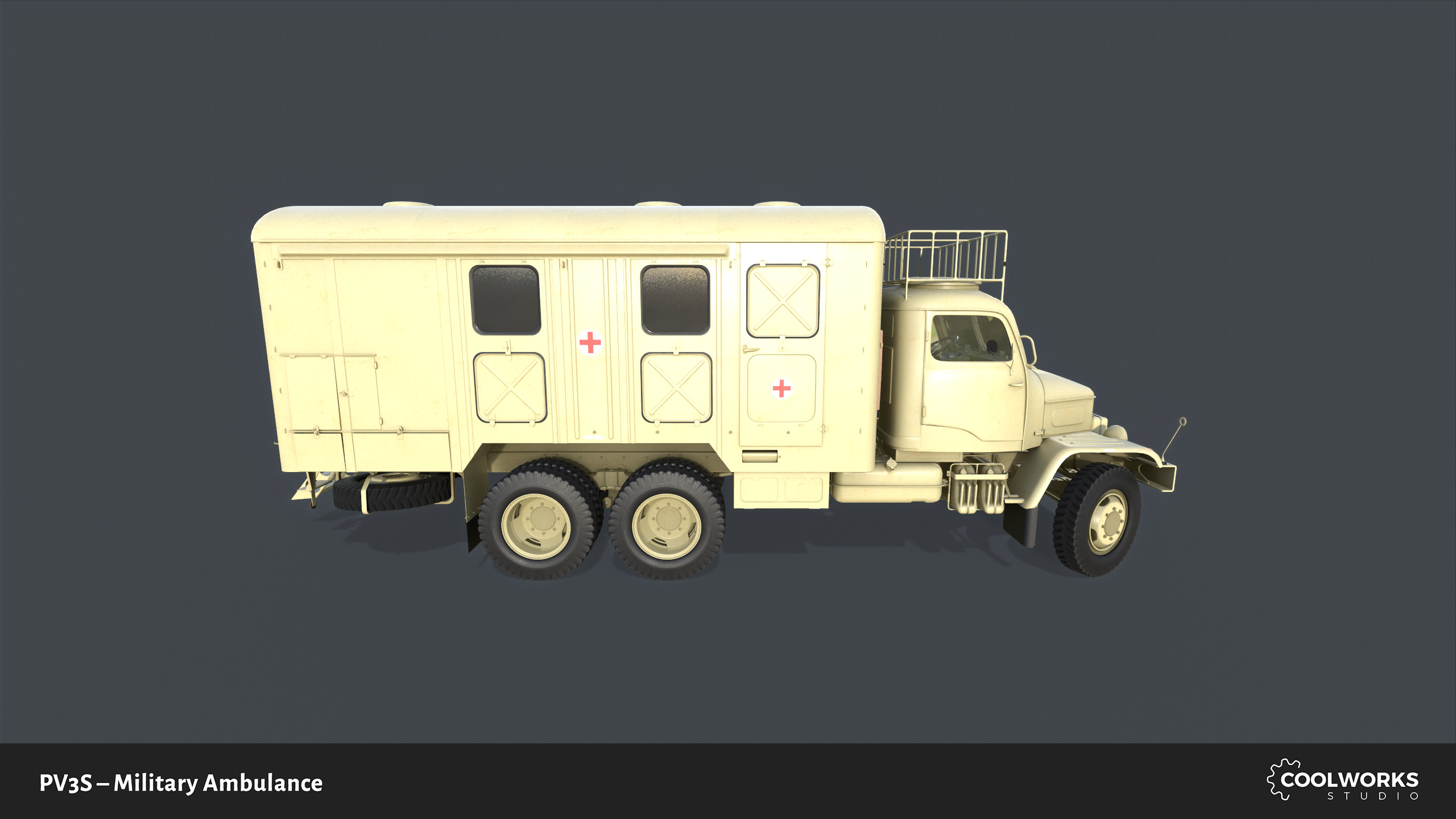 PV3S Truck Ambulance Set Low-poly 3D model_39