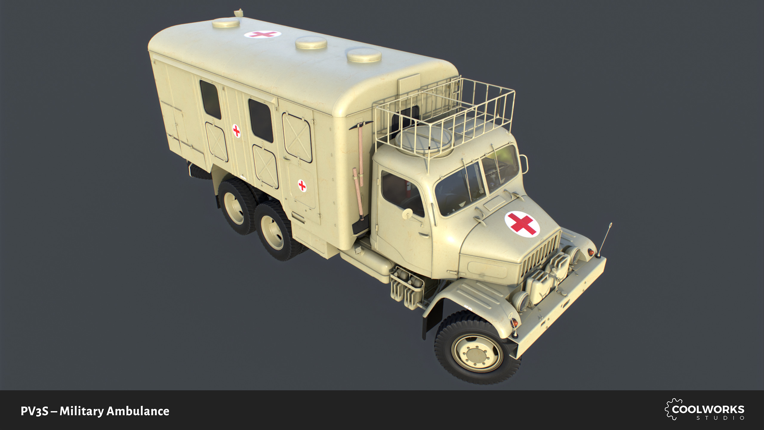PV3S Truck Ambulance Set Low-poly 3D model_43