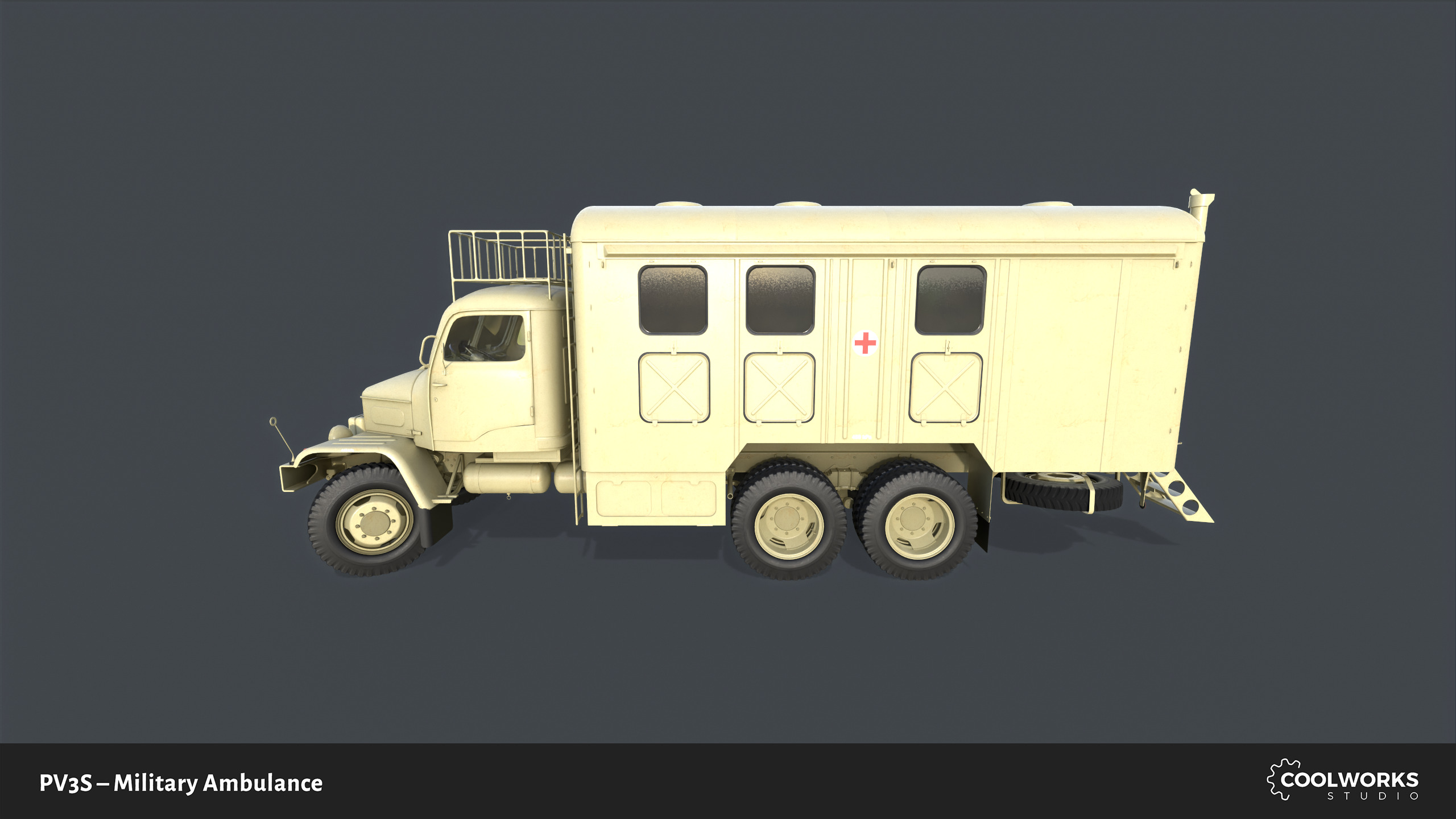 PV3S Truck Ambulance Set Low-poly 3D model_44