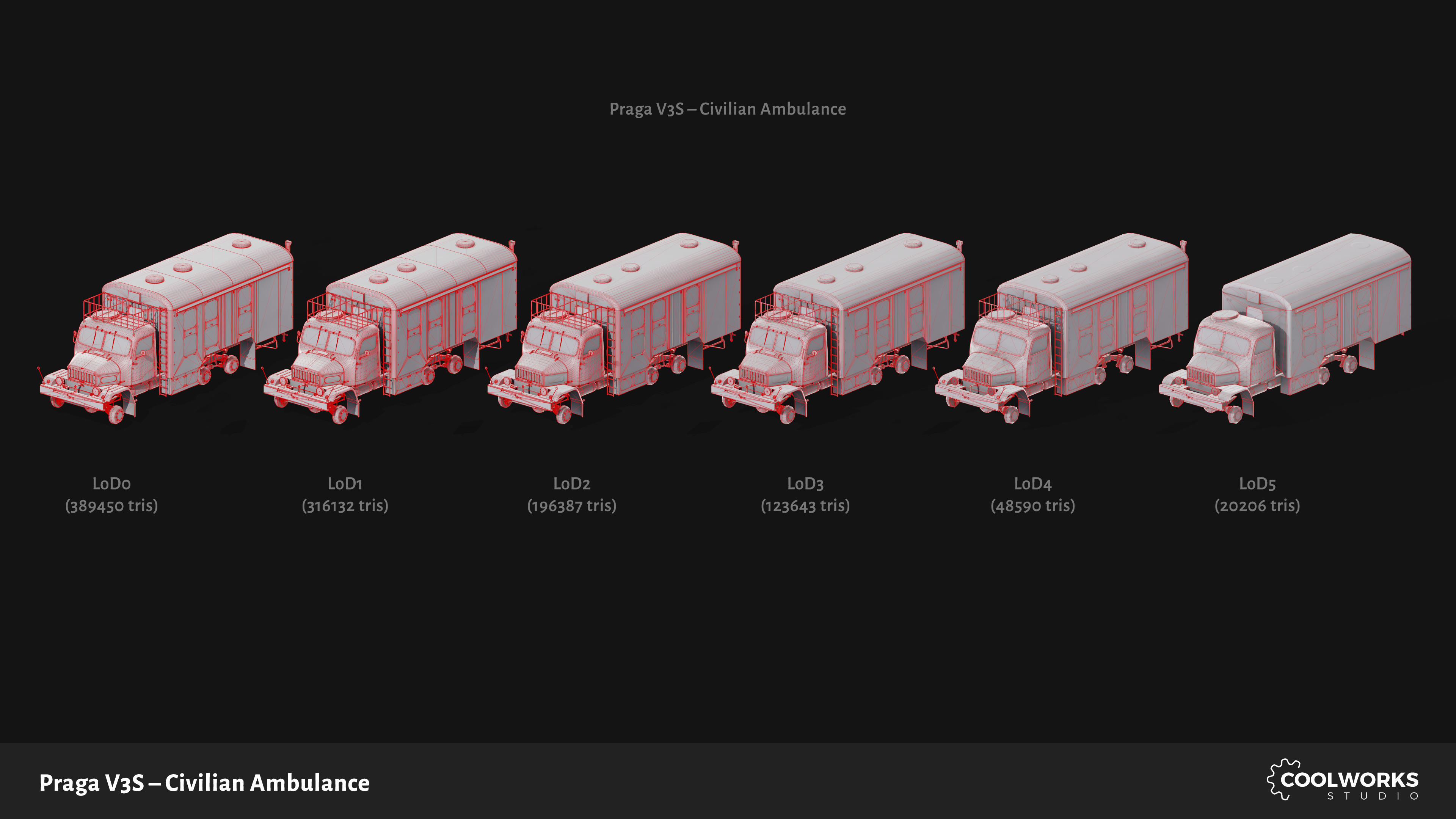 PV3S Truck Ambulance Set Low-poly 3D model_89