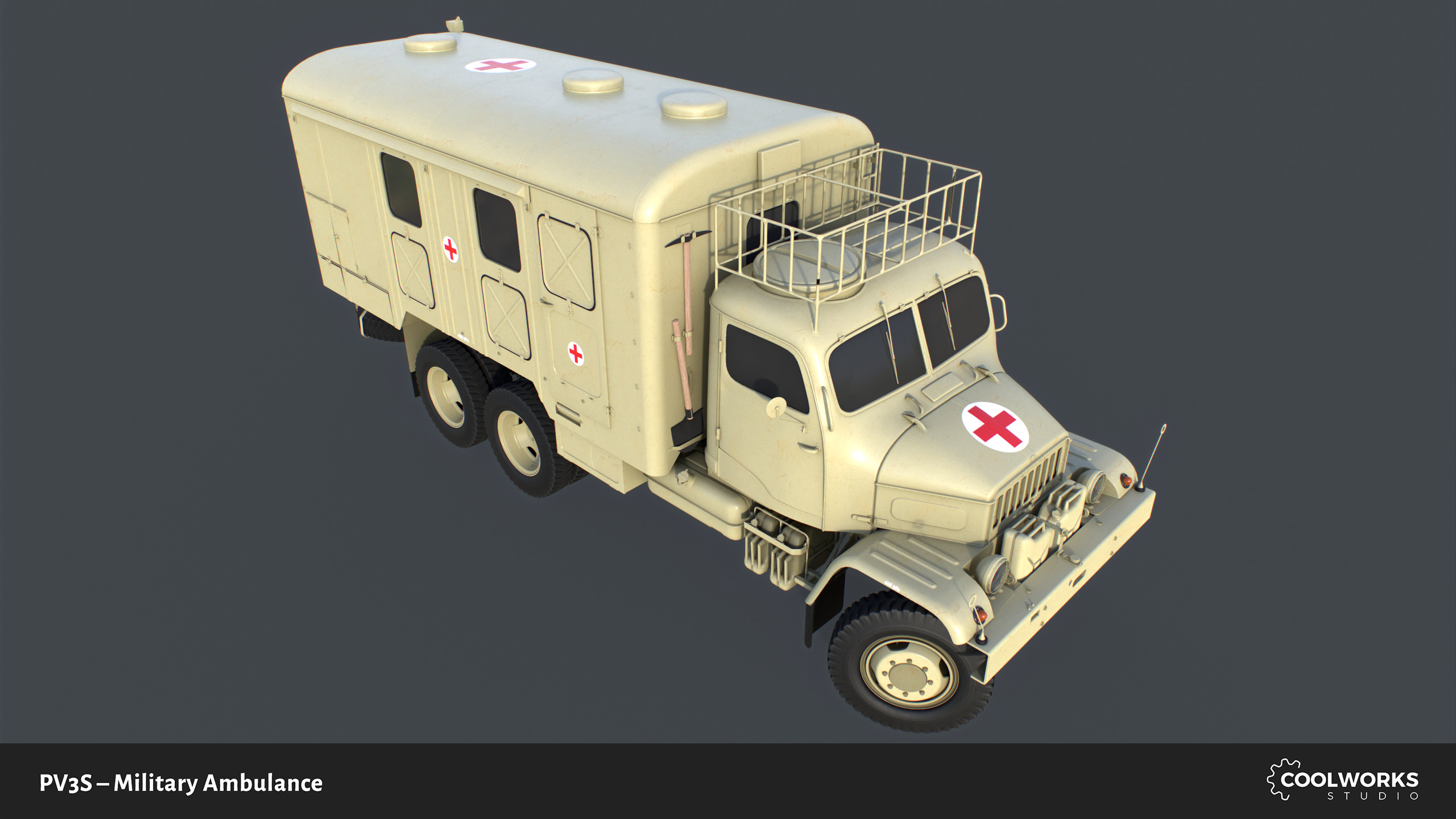 PV3S Truck Ambulance Set Low-poly 3D model_42