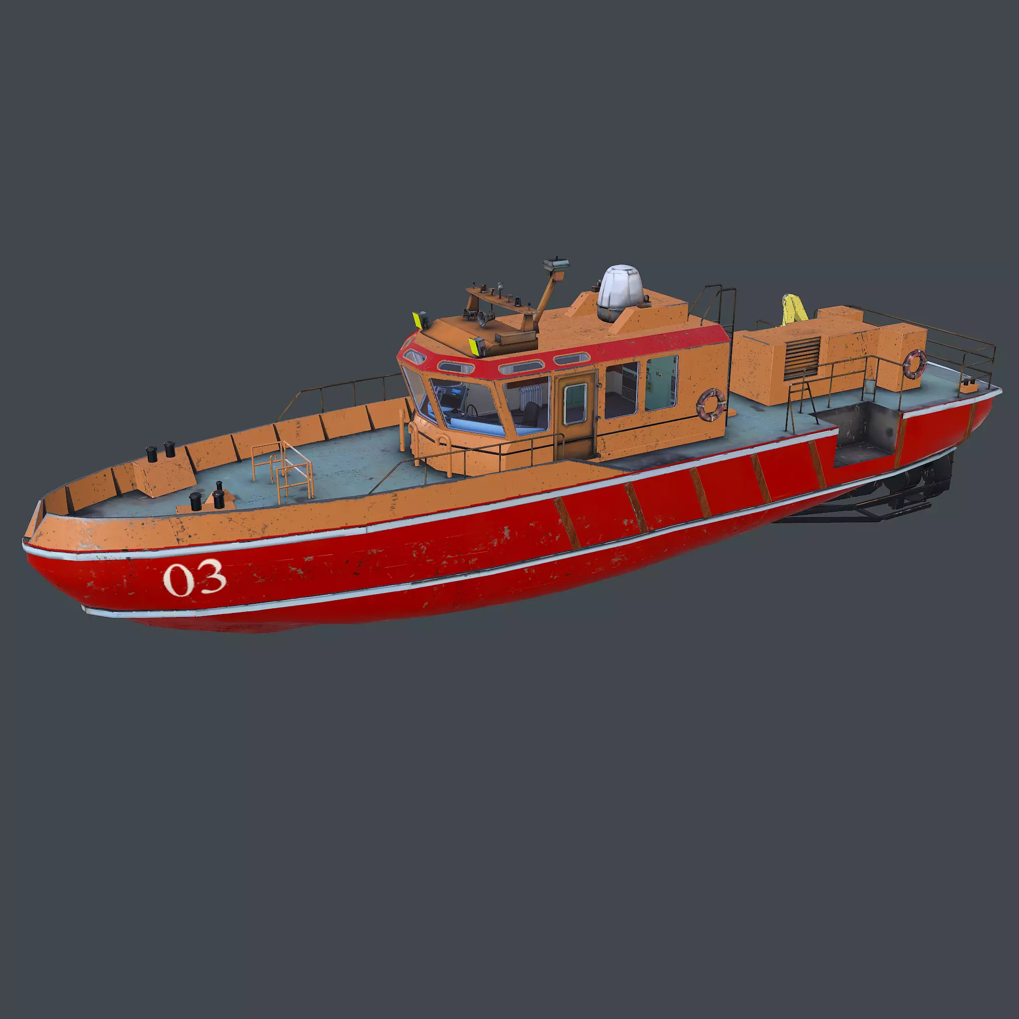 Towboat Low-poly PBR Low-poly 3D model_0