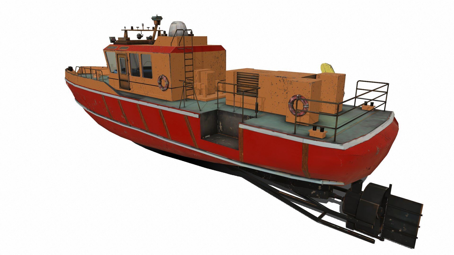 Towboat Low-poly PBR Low-poly 3D model_4