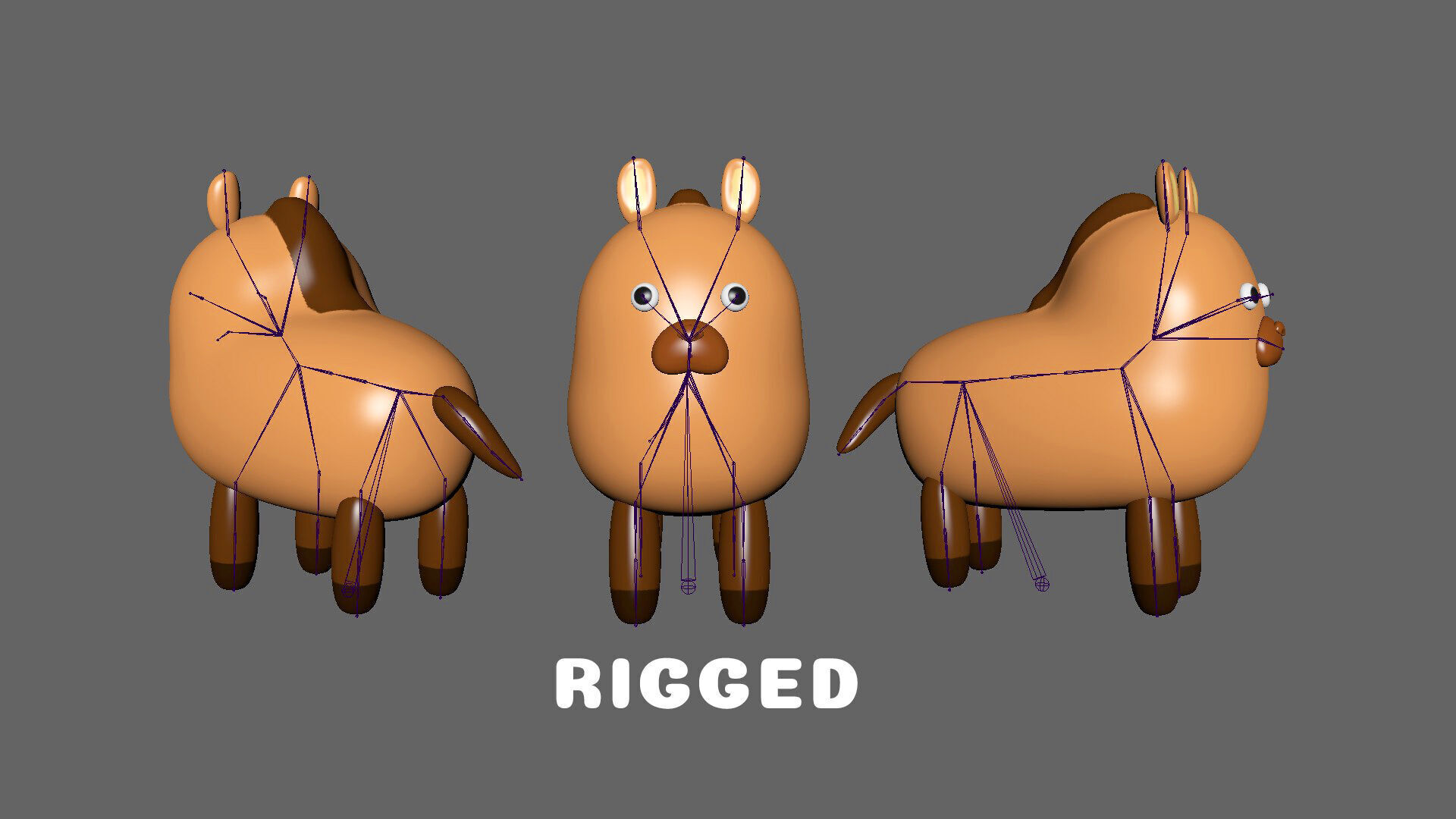 Low-Poly Horse Animated - Fun World Animal Low-poly 3D model_3