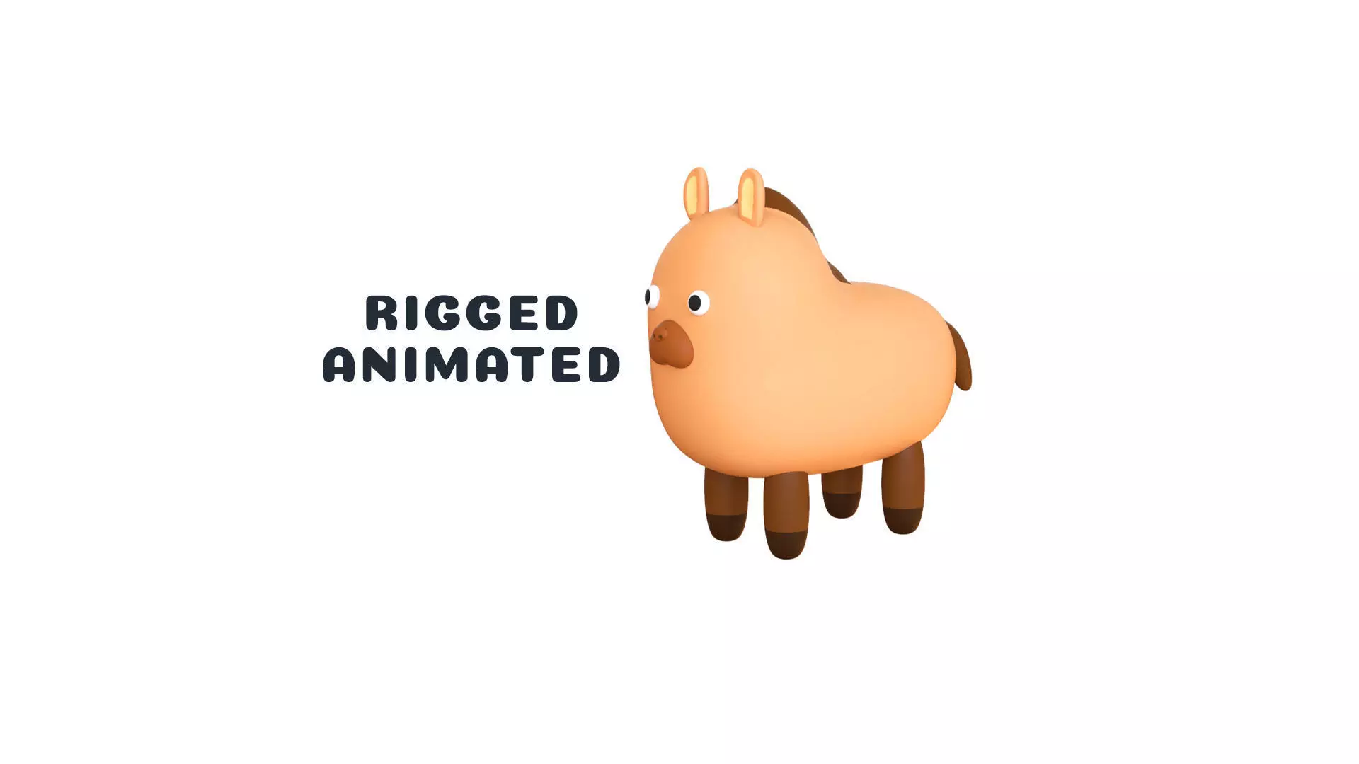 Low-Poly Horse Animated - Fun World Animal Low-poly 3D model_0