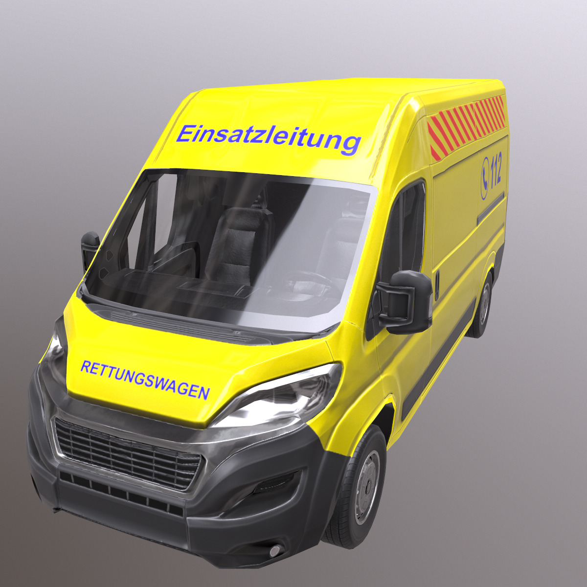 Rettungswagen German Ambulance Low Poly Low-poly 3D model_7