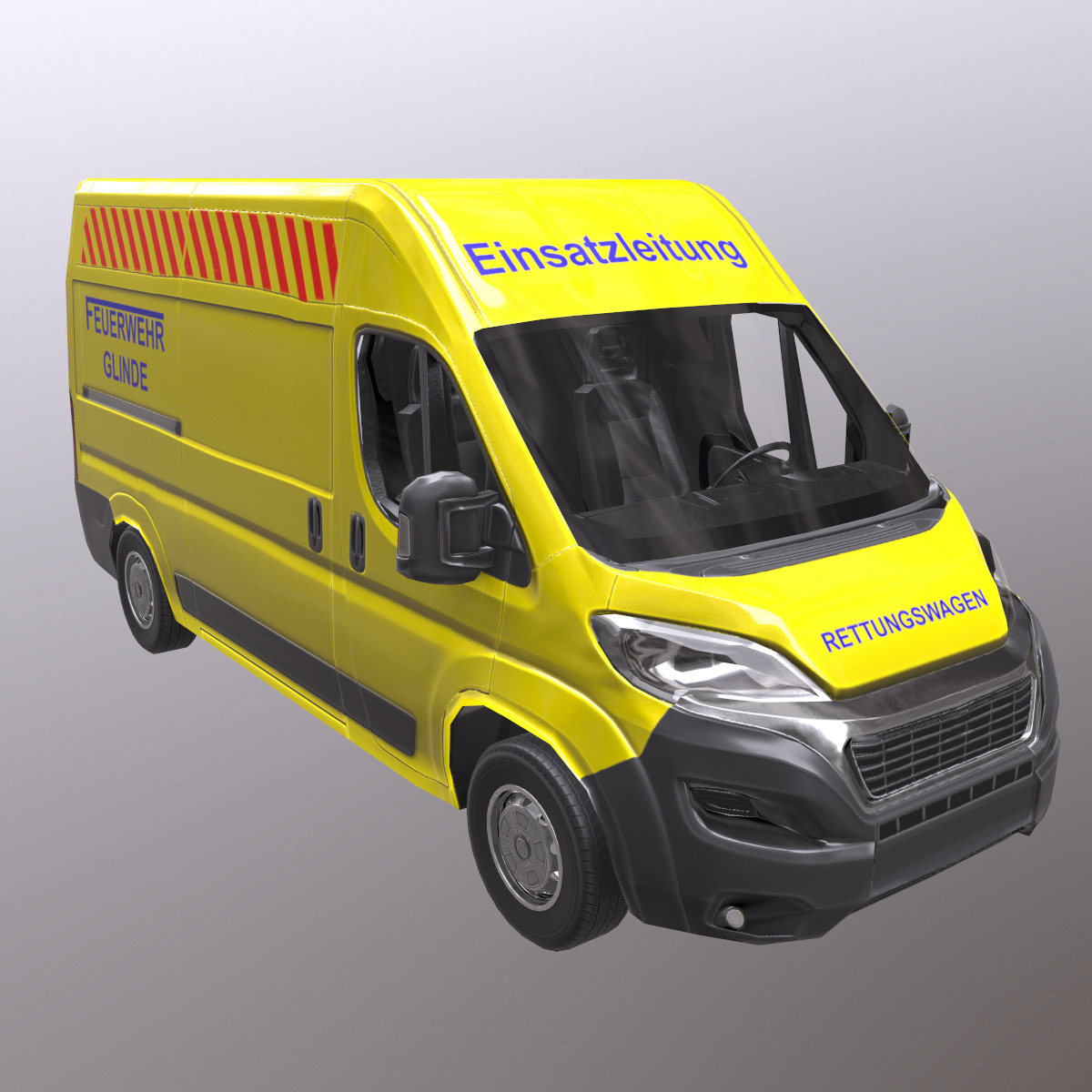 Rettungswagen German Ambulance Low Poly Low-poly 3D model_1