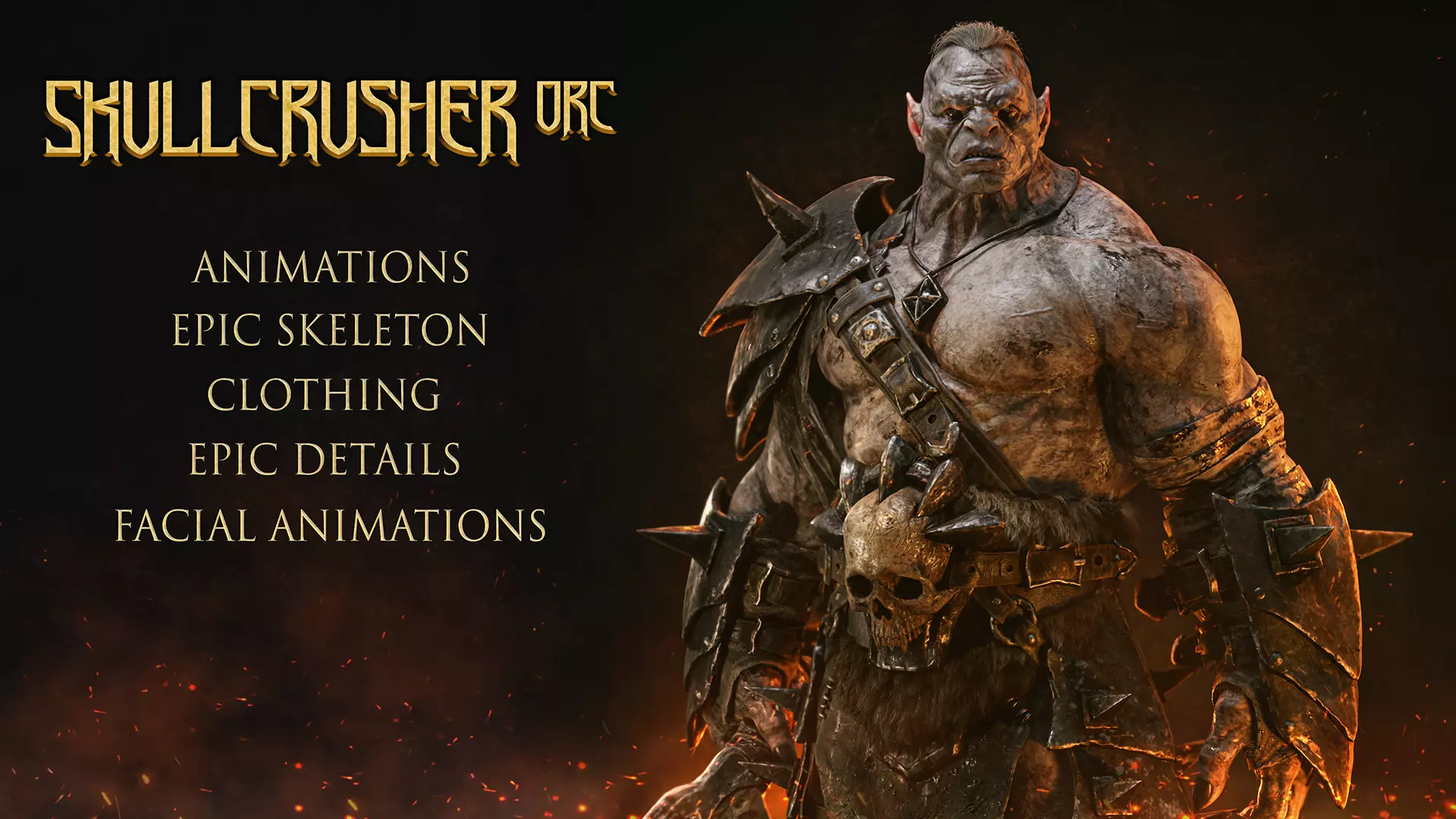 Skull Crusher Orc - Rigged and Animated Low-poly 3D model_0