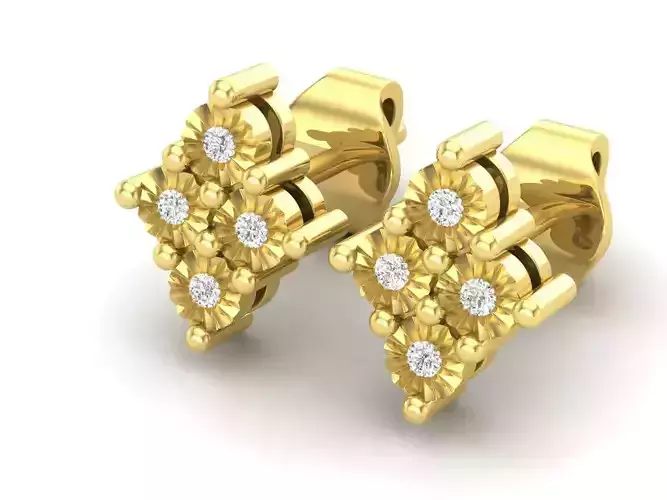 AV 670 illusion Diamond Stud Earrings 3D print model