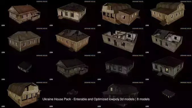 Ukraine House Pack - Enterable and Optimized lowpoly 3d models 3D Model Collection Ukraine House Pack - Enterable and Optimized lowpoly 3d models 3D Model Collection