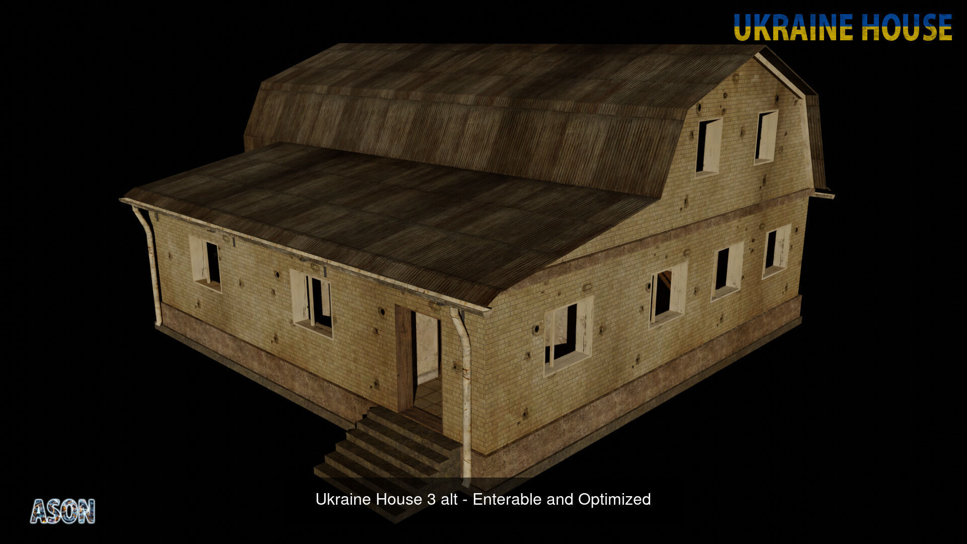 Ukraine House Pack - Enterable and Optimized lowpoly 3d models 3D Model Collection_4