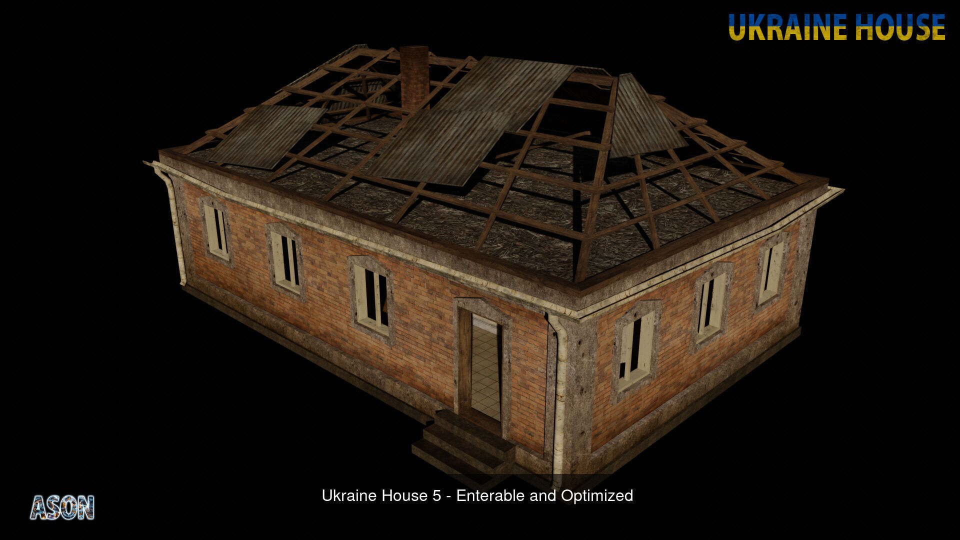 Ukraine House Pack - Enterable and Optimized lowpoly 3d models 3D Model Collection_6