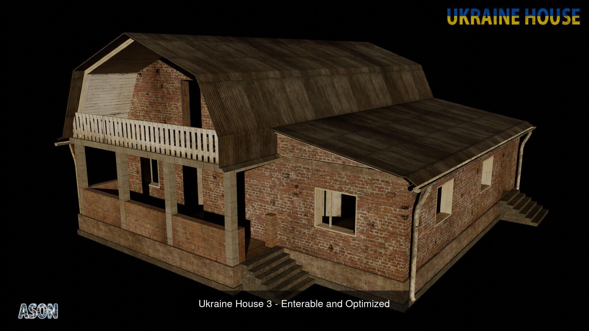 Ukraine House Pack - Enterable and Optimized lowpoly 3d models 3D Model Collection_3