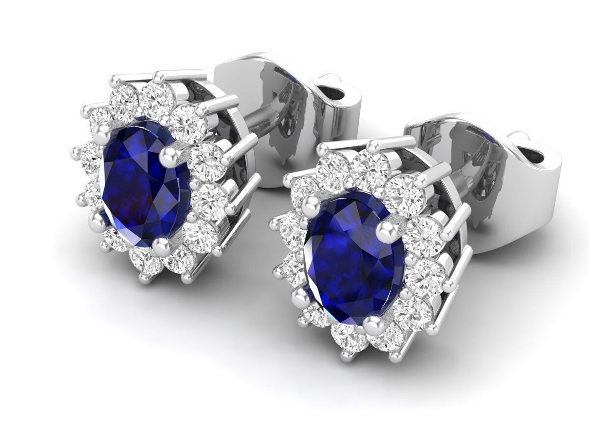 AV 678 Diamond Ladies Flower Shape Cluster Earrings 3D print model_5