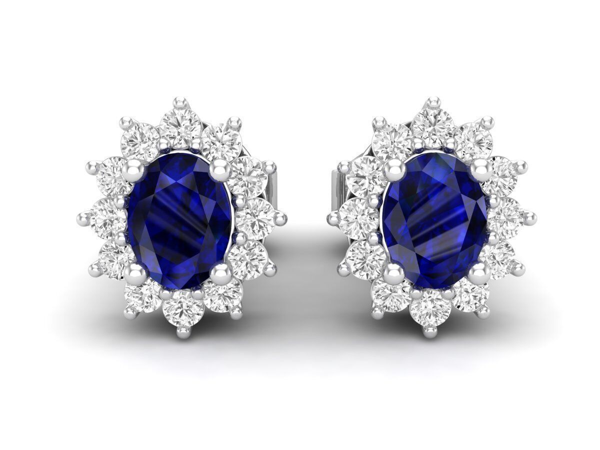 AV 678 Diamond Ladies Flower Shape Cluster Earrings 3D print model_2