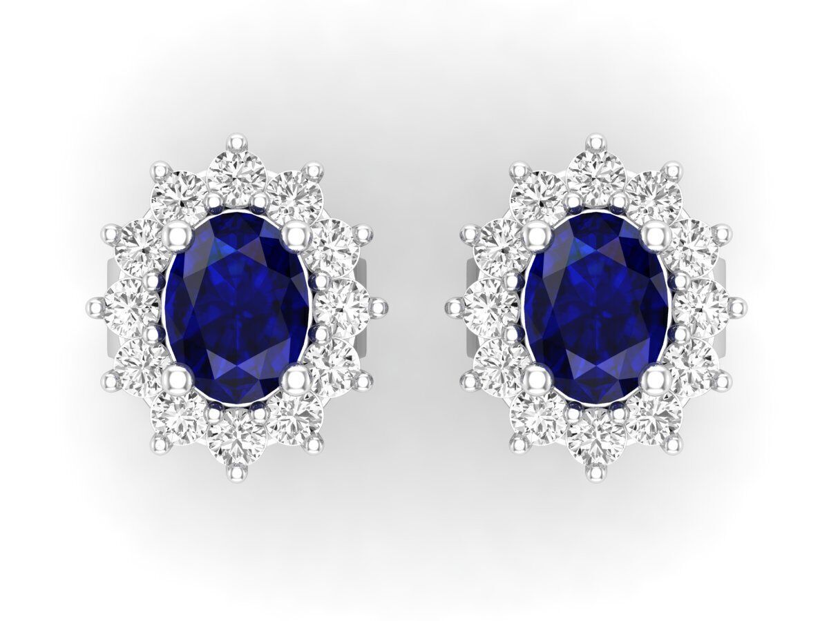 AV 678 Diamond Ladies Flower Shape Cluster Earrings 3D print model_18