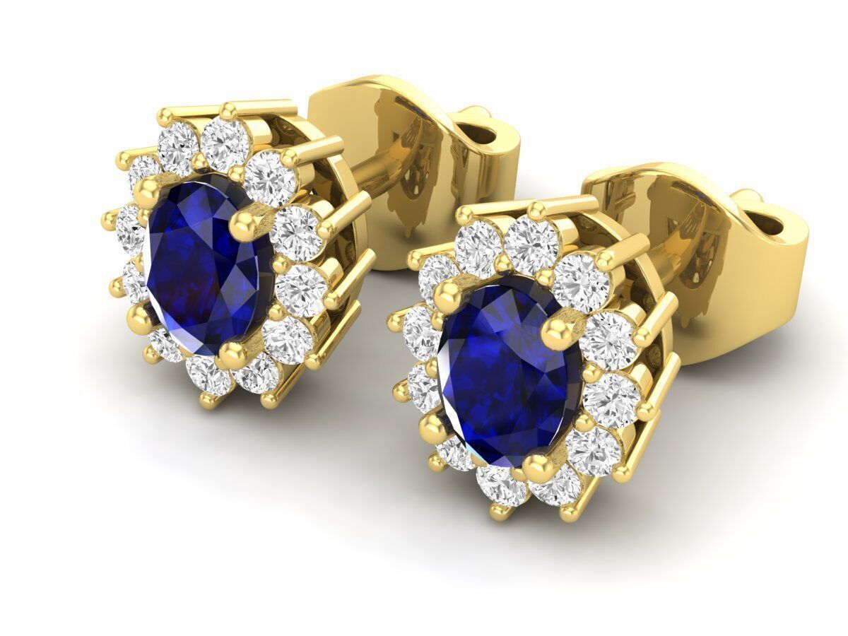 AV 678 Diamond Ladies Flower Shape Cluster Earrings 3D print model_3