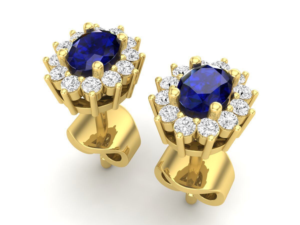 AV 678 Diamond Ladies Flower Shape Cluster Earrings 3D print model_6