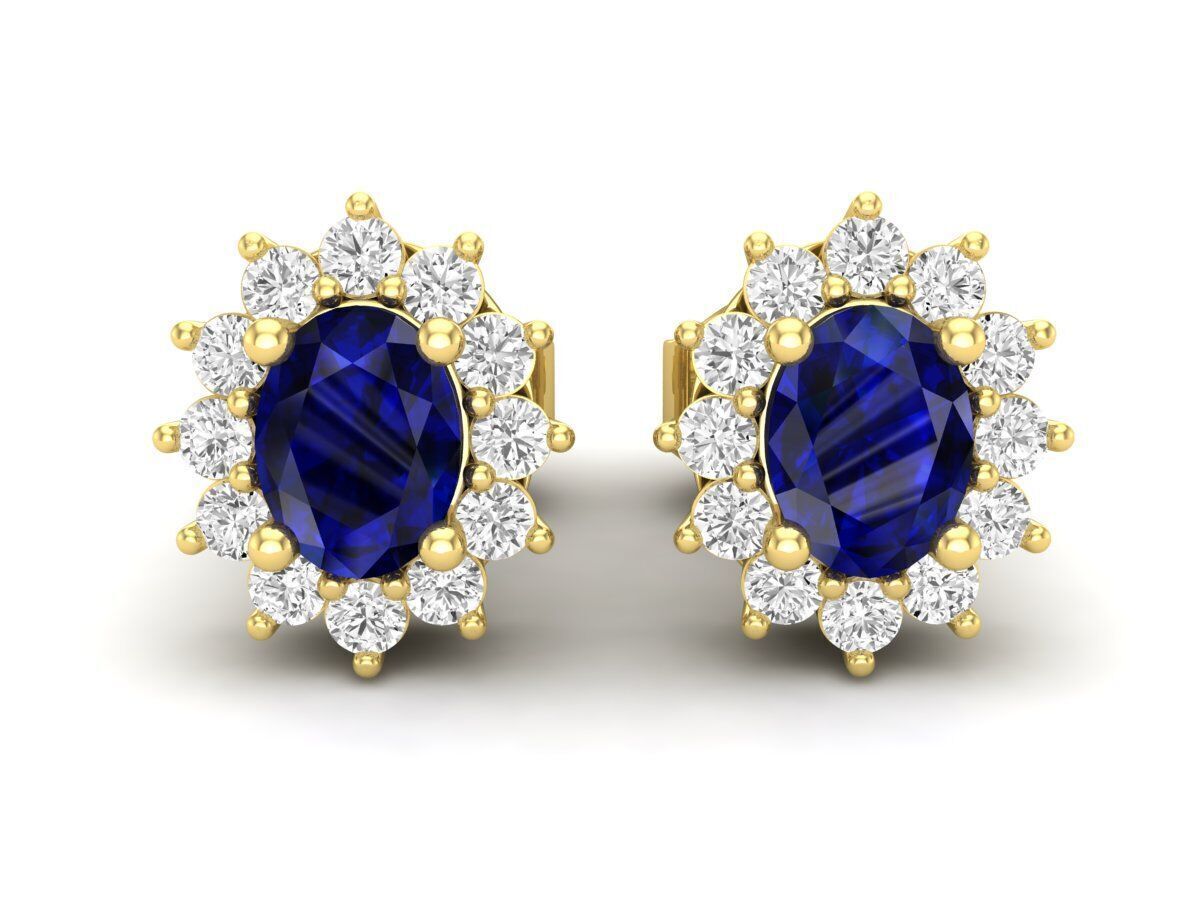 AV 678 Diamond Ladies Flower Shape Cluster Earrings 3D print model_1