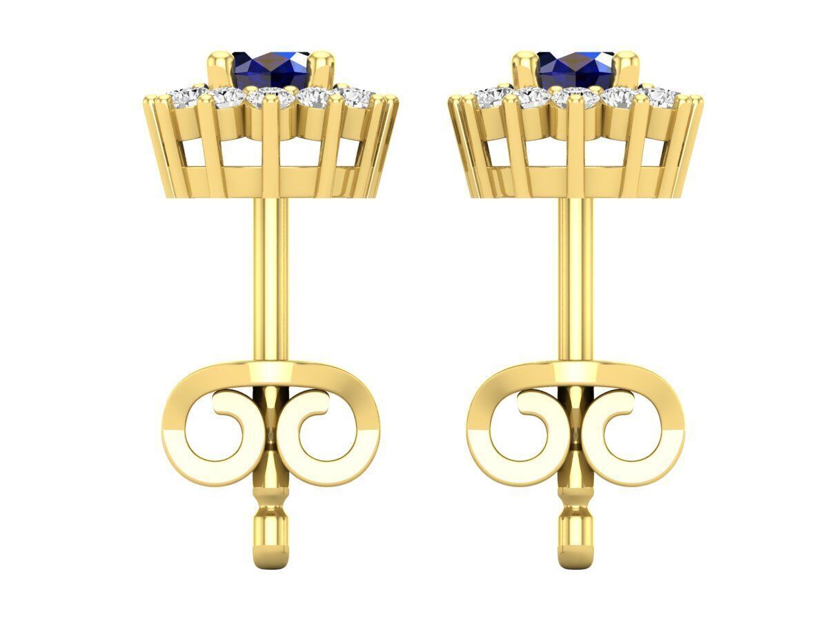 AV 678 Diamond Ladies Flower Shape Cluster Earrings 3D print model_7