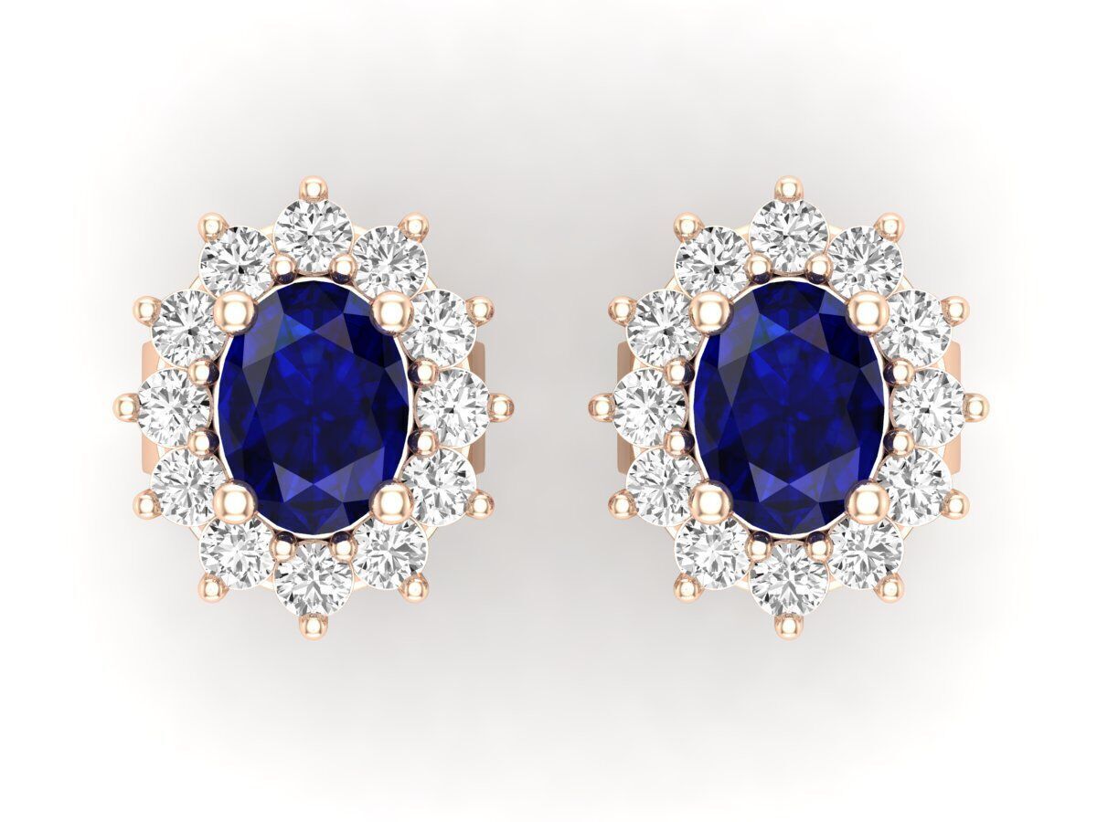 AV 678 Diamond Ladies Flower Shape Cluster Earrings 3D print model_19