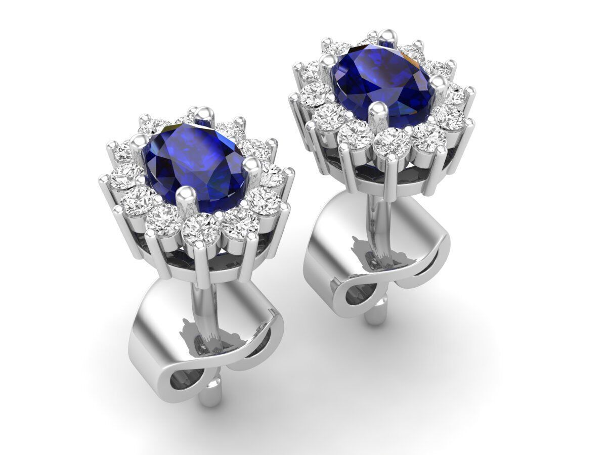 AV 678 Diamond Ladies Flower Shape Cluster Earrings 3D print model_15