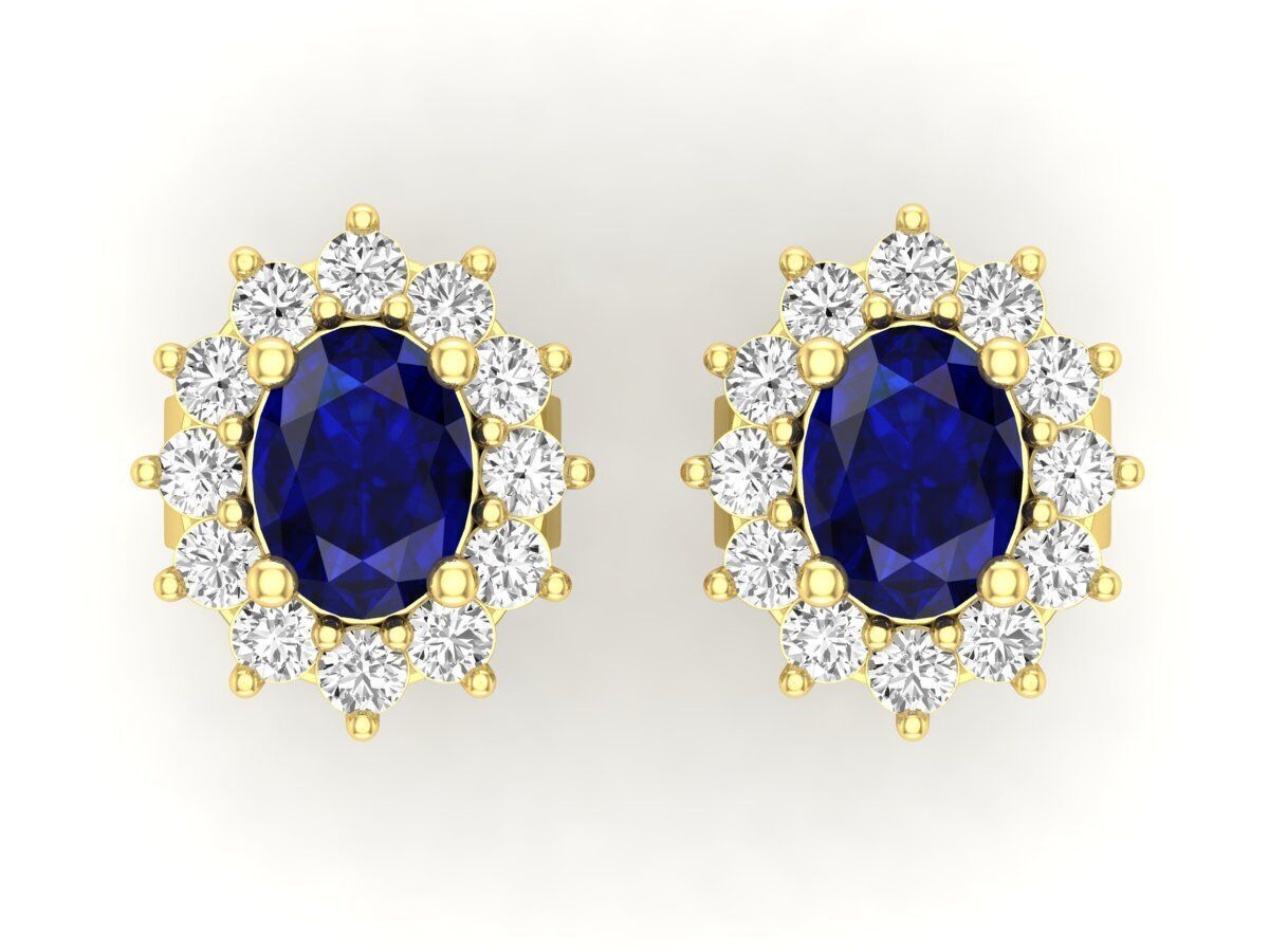 AV 678 Diamond Ladies Flower Shape Cluster Earrings 3D print model_17