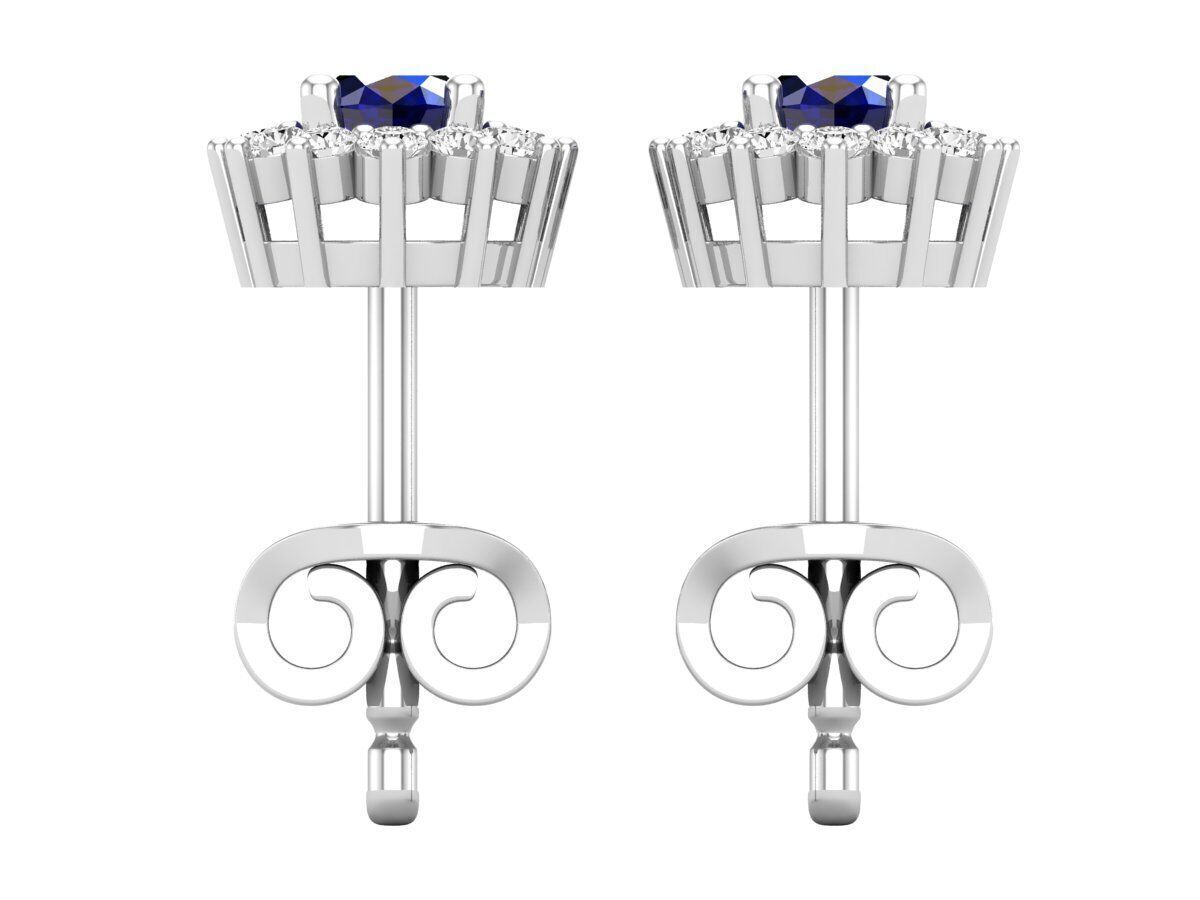 AV 678 Diamond Ladies Flower Shape Cluster Earrings 3D print model_8