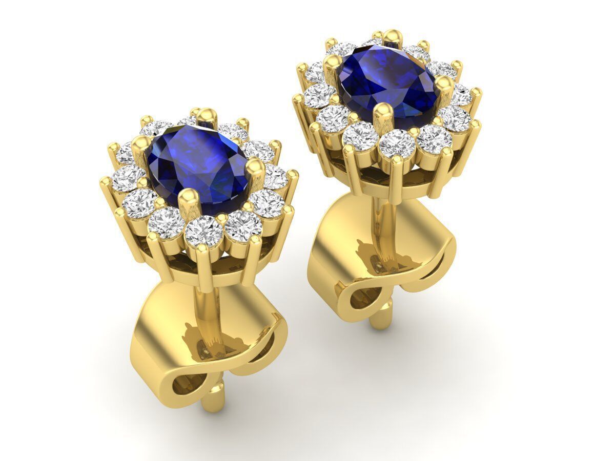 AV 678 Diamond Ladies Flower Shape Cluster Earrings 3D print model_14